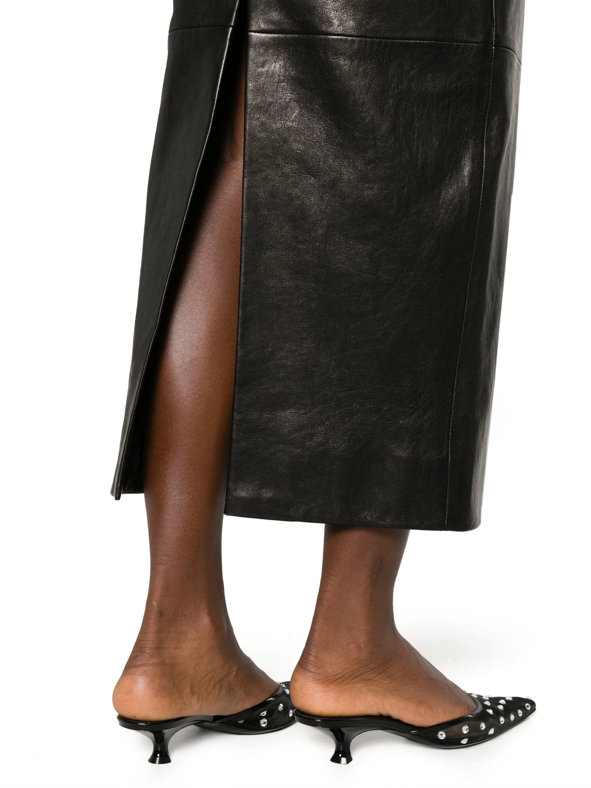 The Loxley leather midi skirt