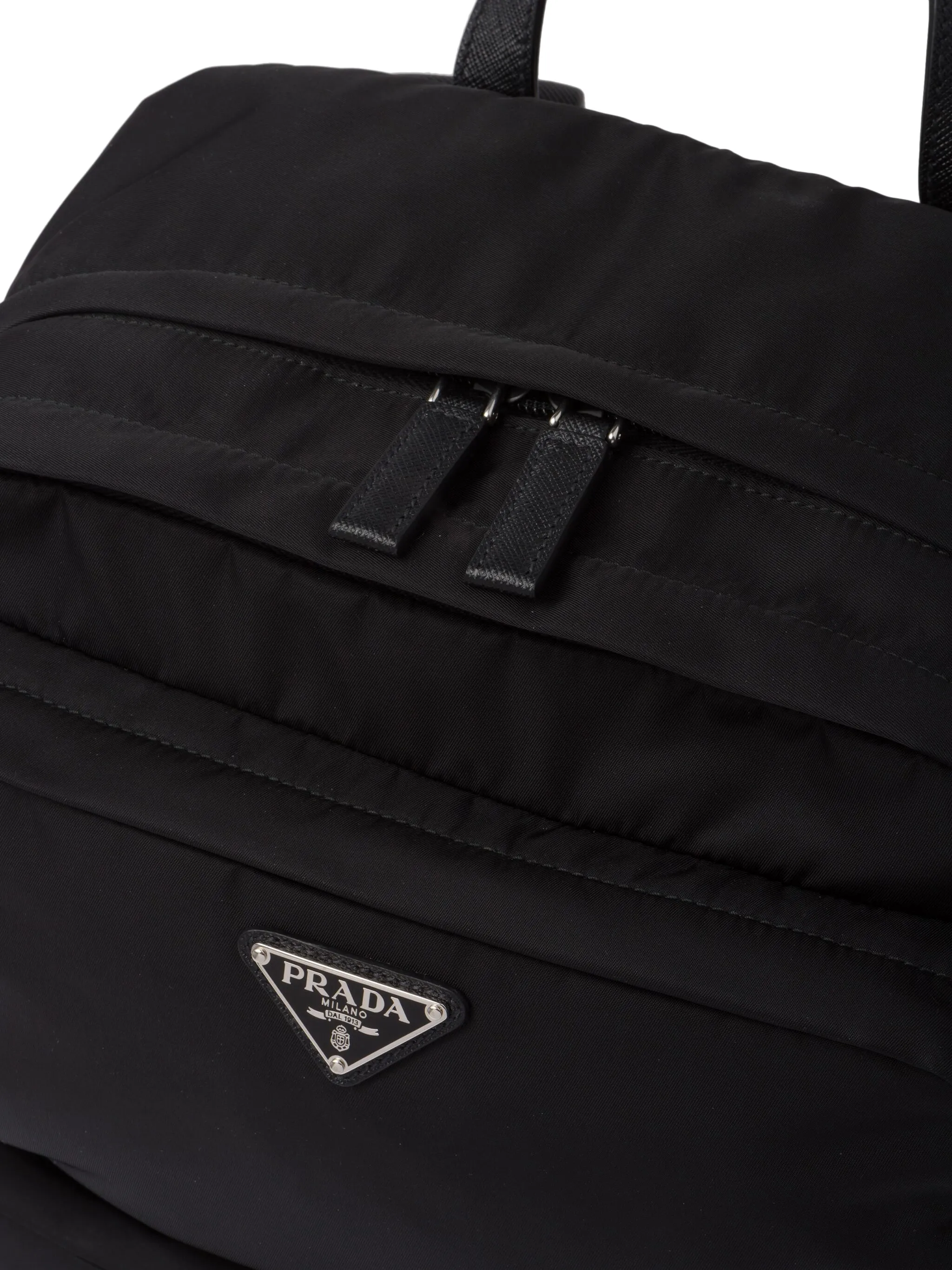Re-Nylon and saffiano leather backpack