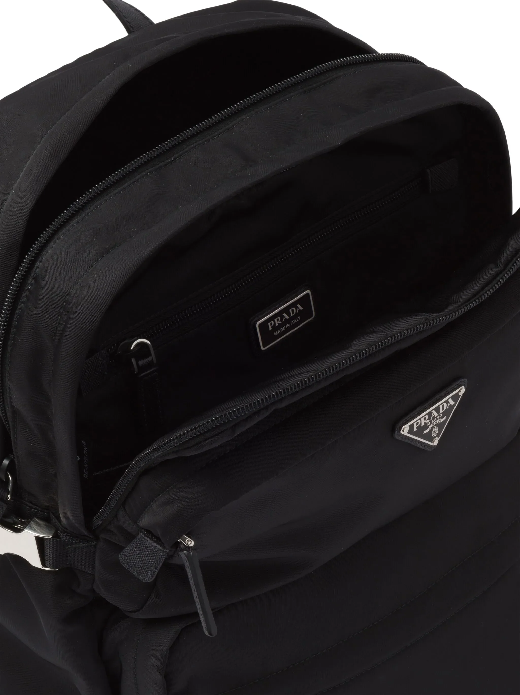 Re-Nylon and saffiano leather backpack