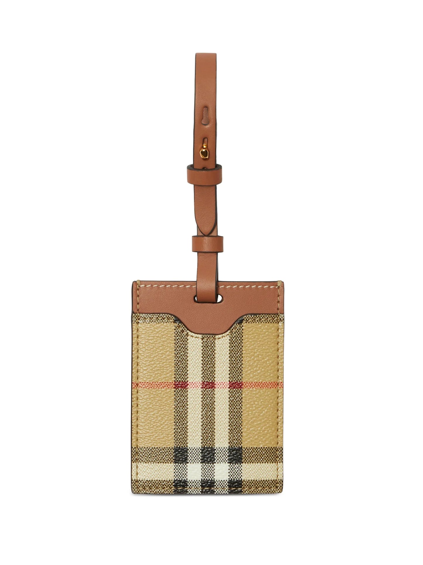 House-check leather luggage tag