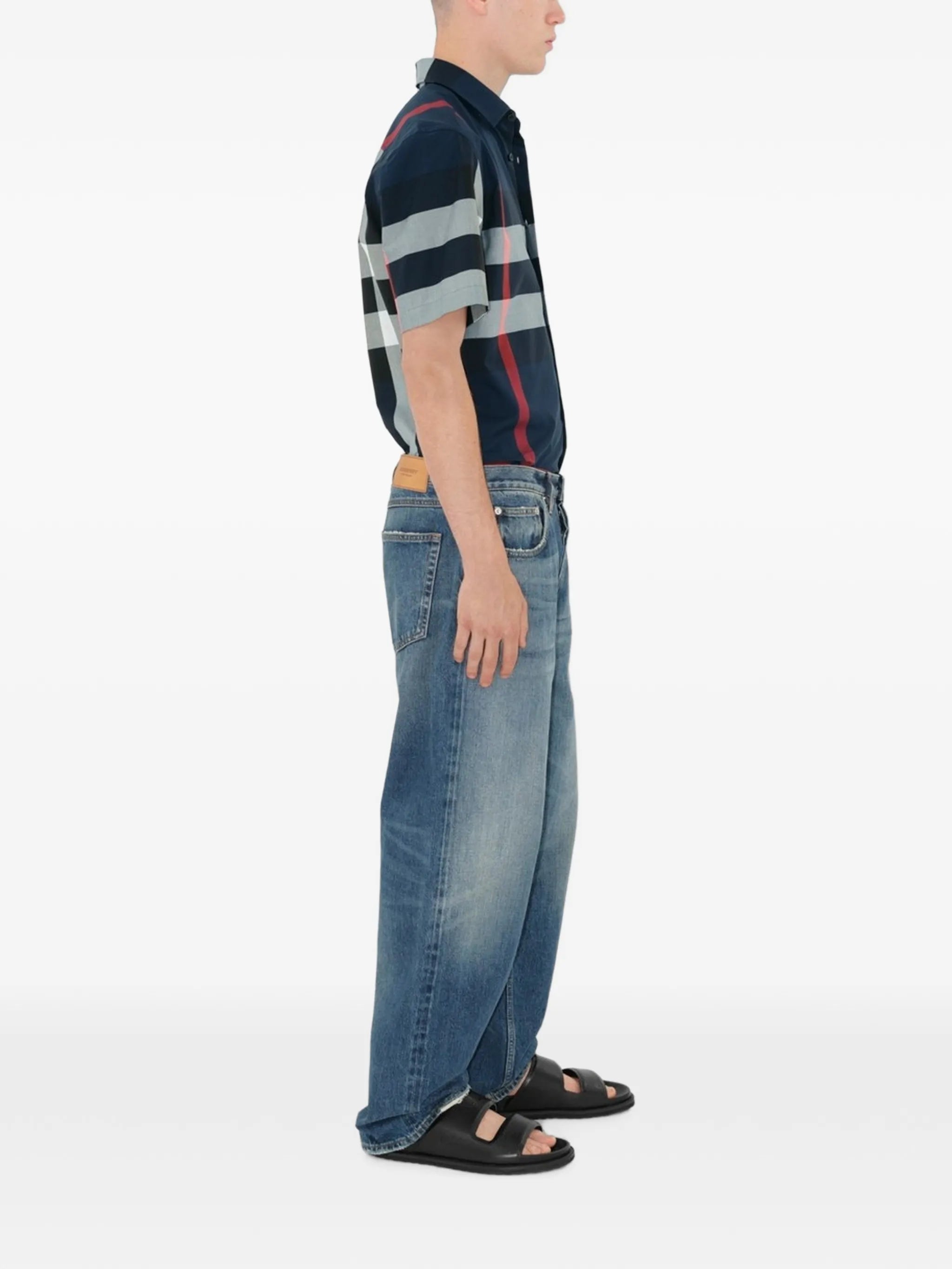 check-pattern cotton shirt