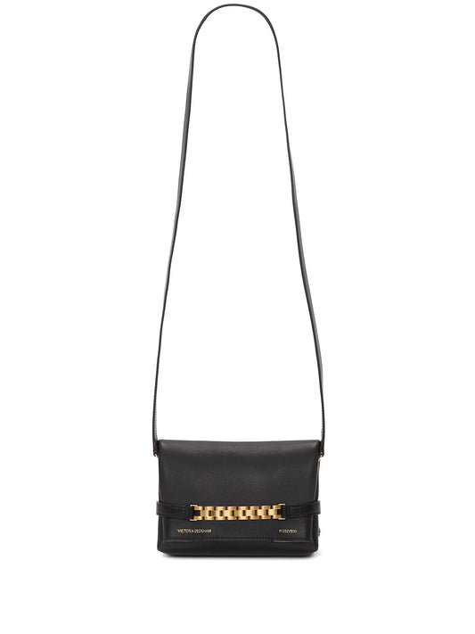 logo-print leather clutch bag