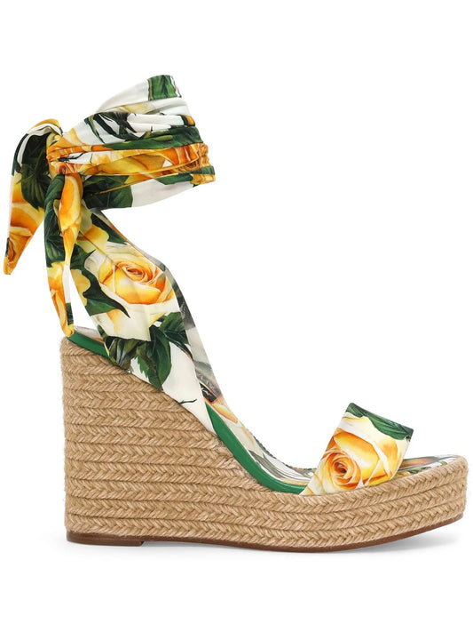 floral-print heeled espadrilles