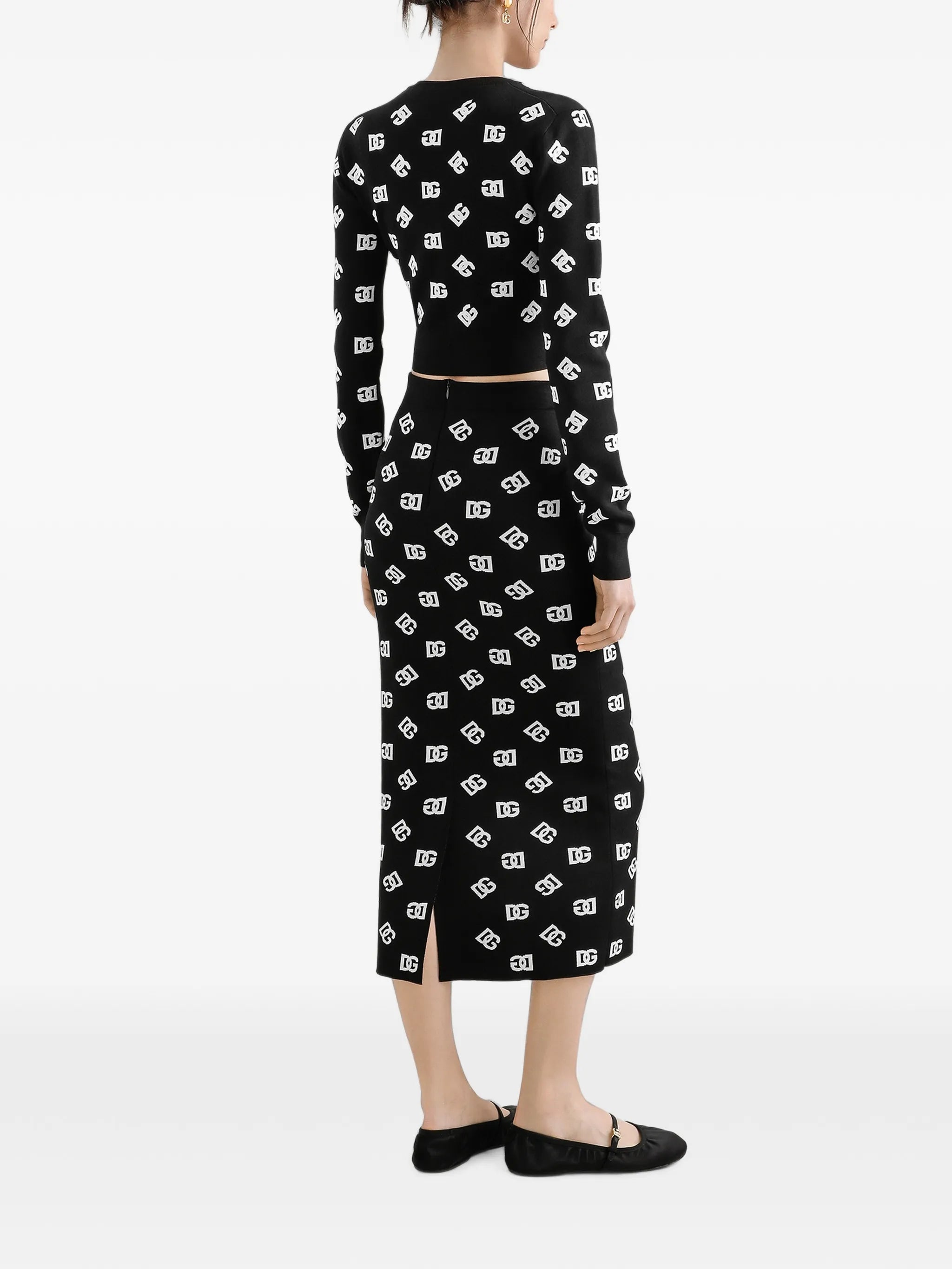 DNA logo-jacquard knitted midi skirt