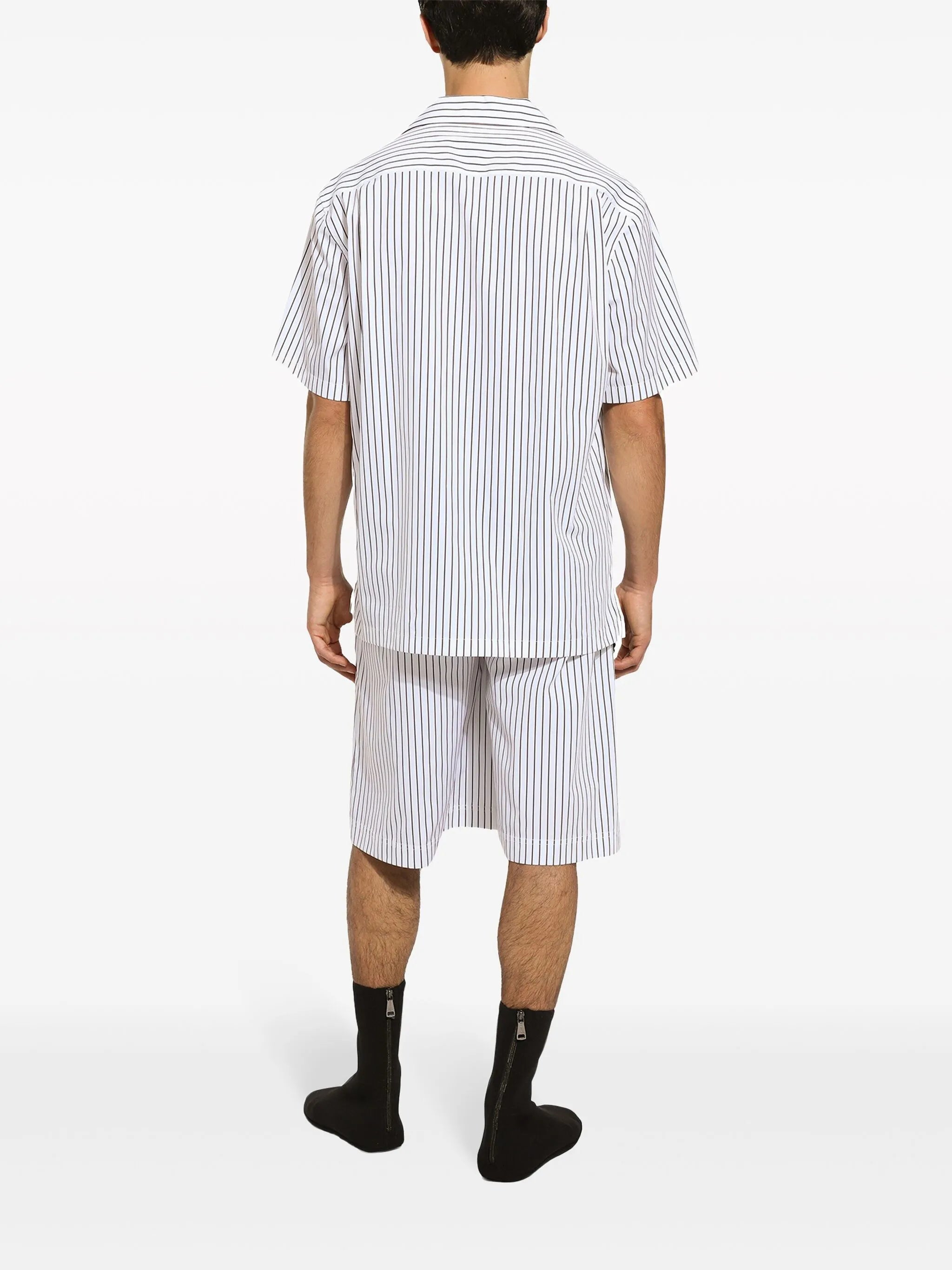 floral-detail striped bermuda shorts