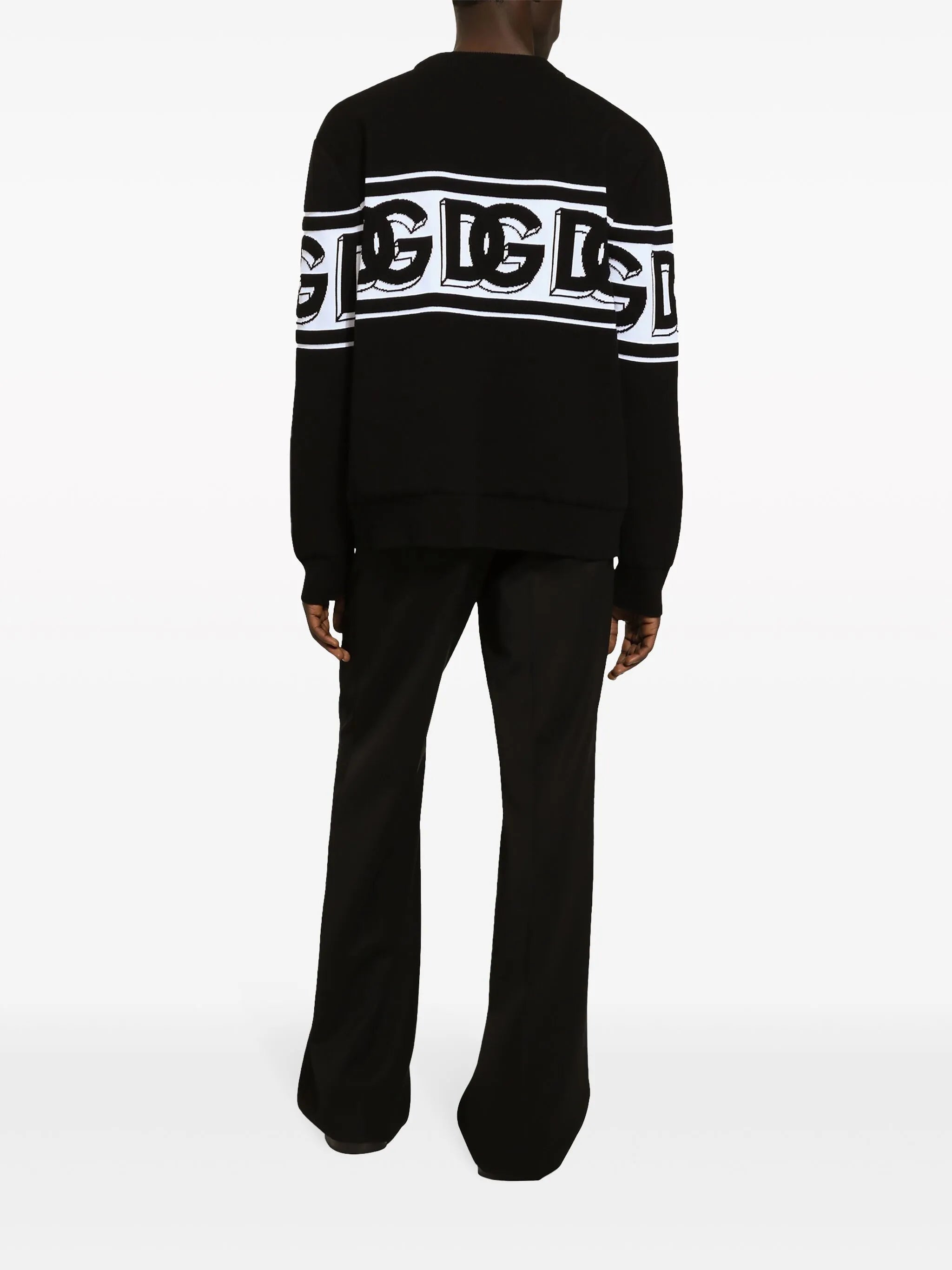 intarsia knit-logo crew-neck jumper