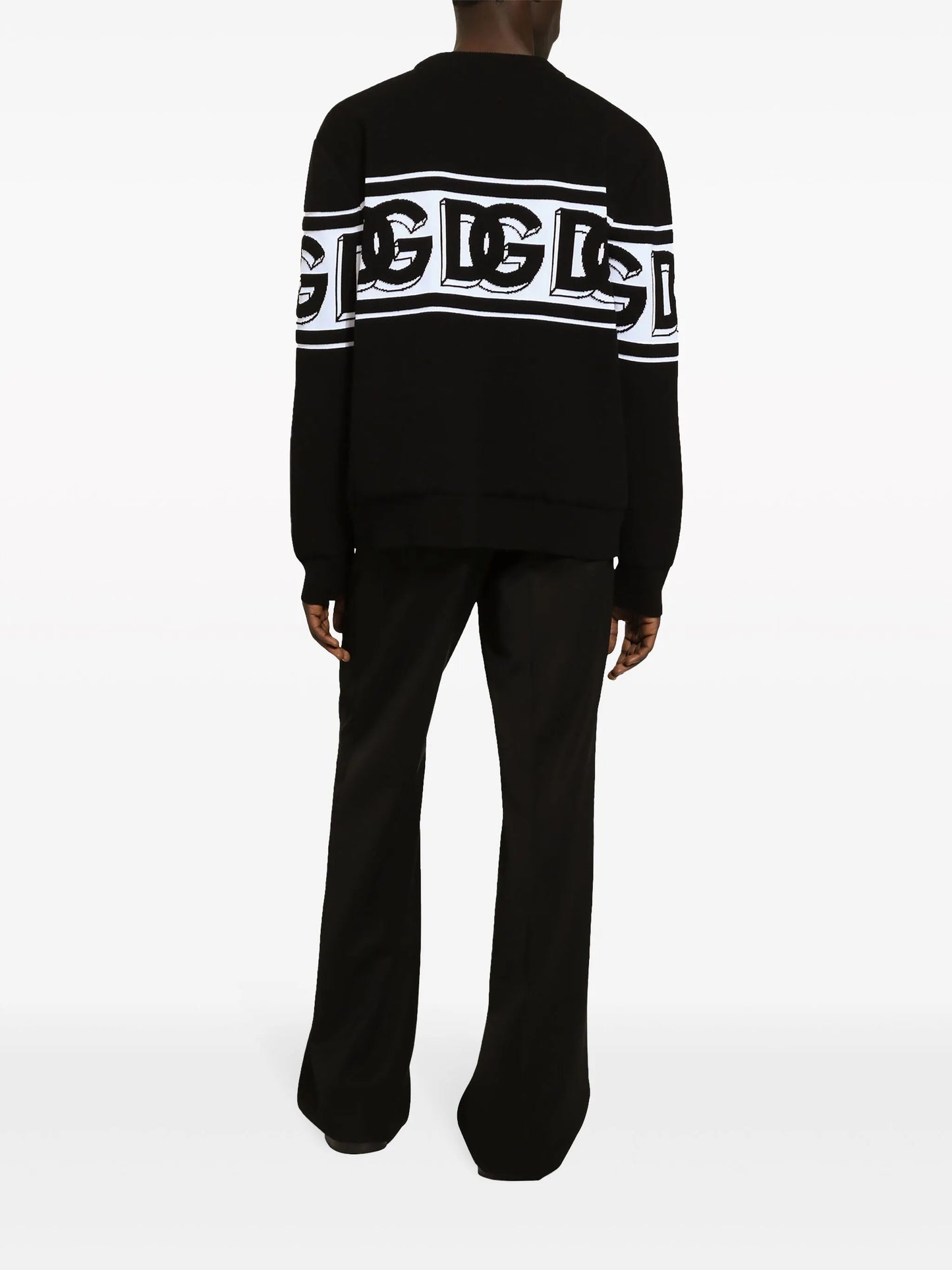 intarsia knit-logo crew-neck jumper