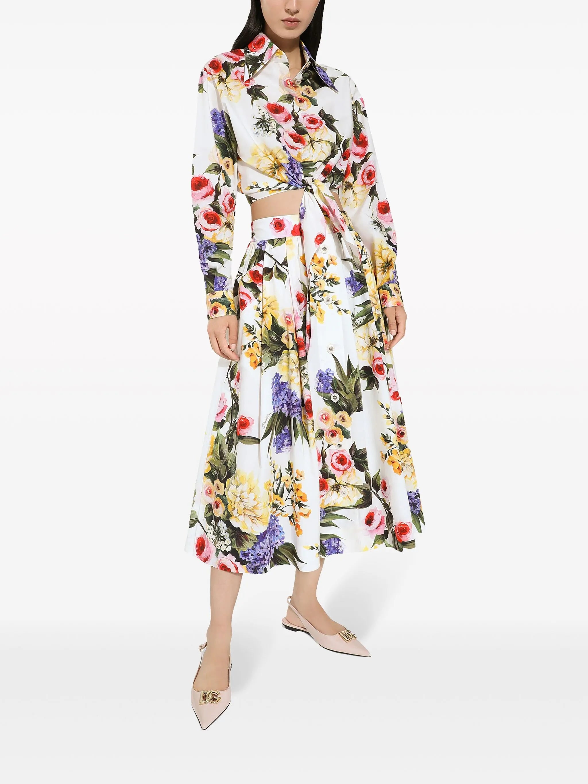 floral-print midi skirt