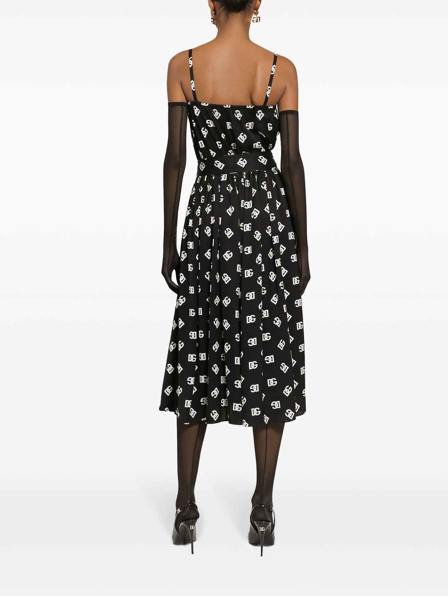 DG-print pleated midi dress