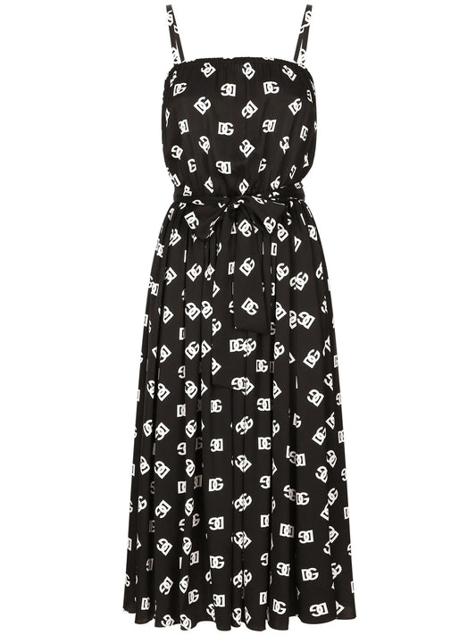 DG-print pleated midi dress