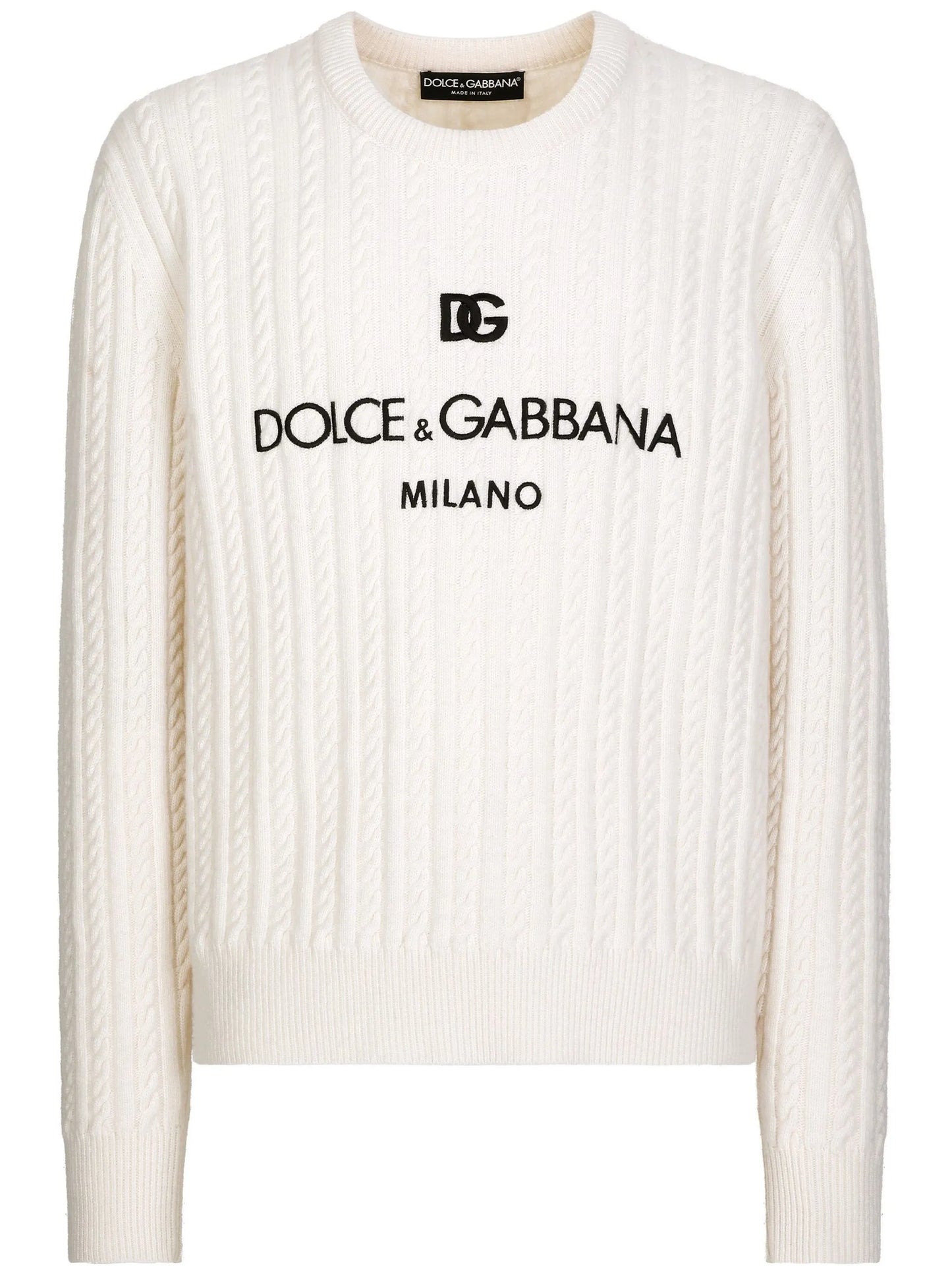 crew-neck cable-knit jumper