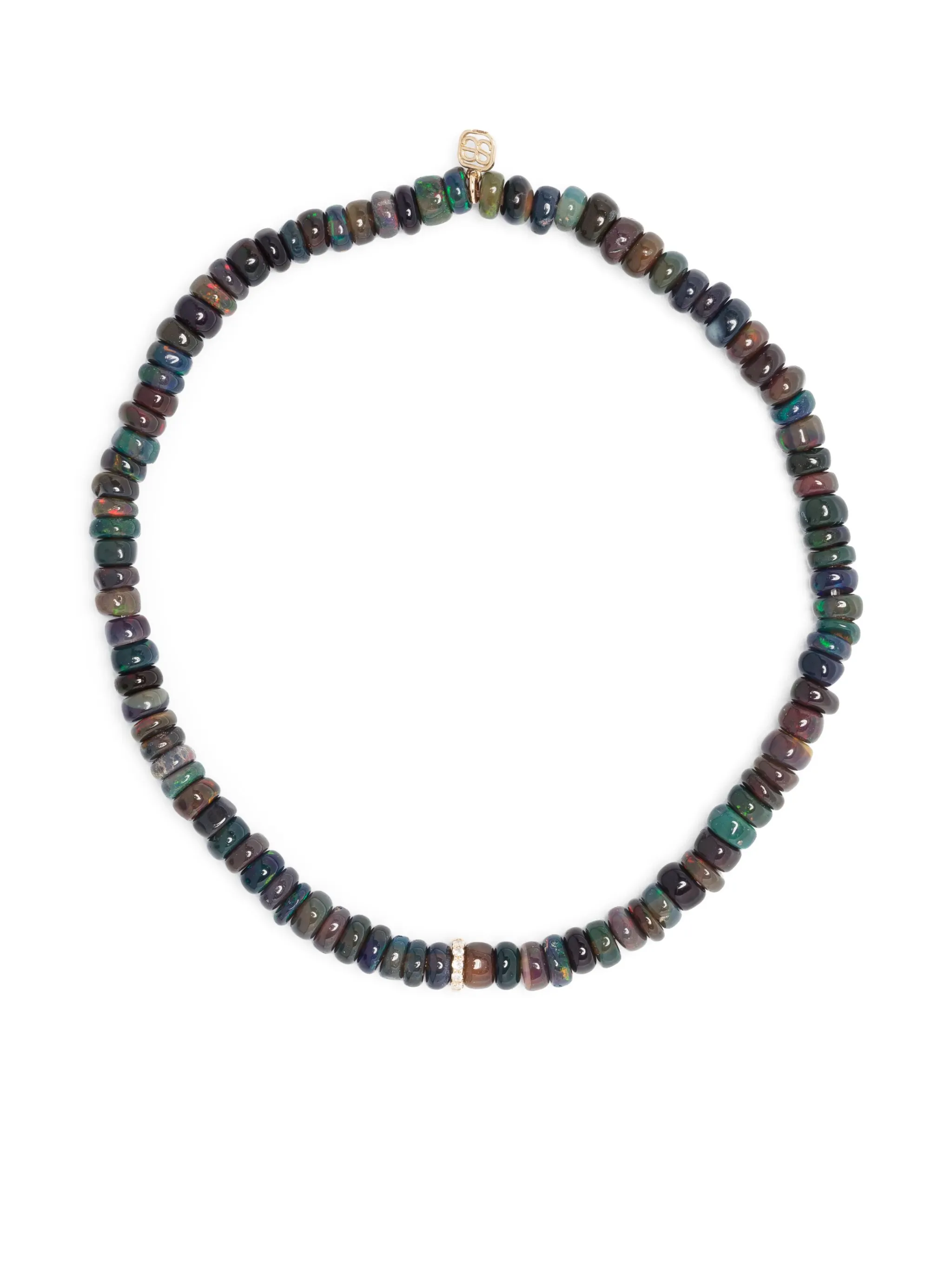 14kt yellow-gold opal and diamond beaded bracelet