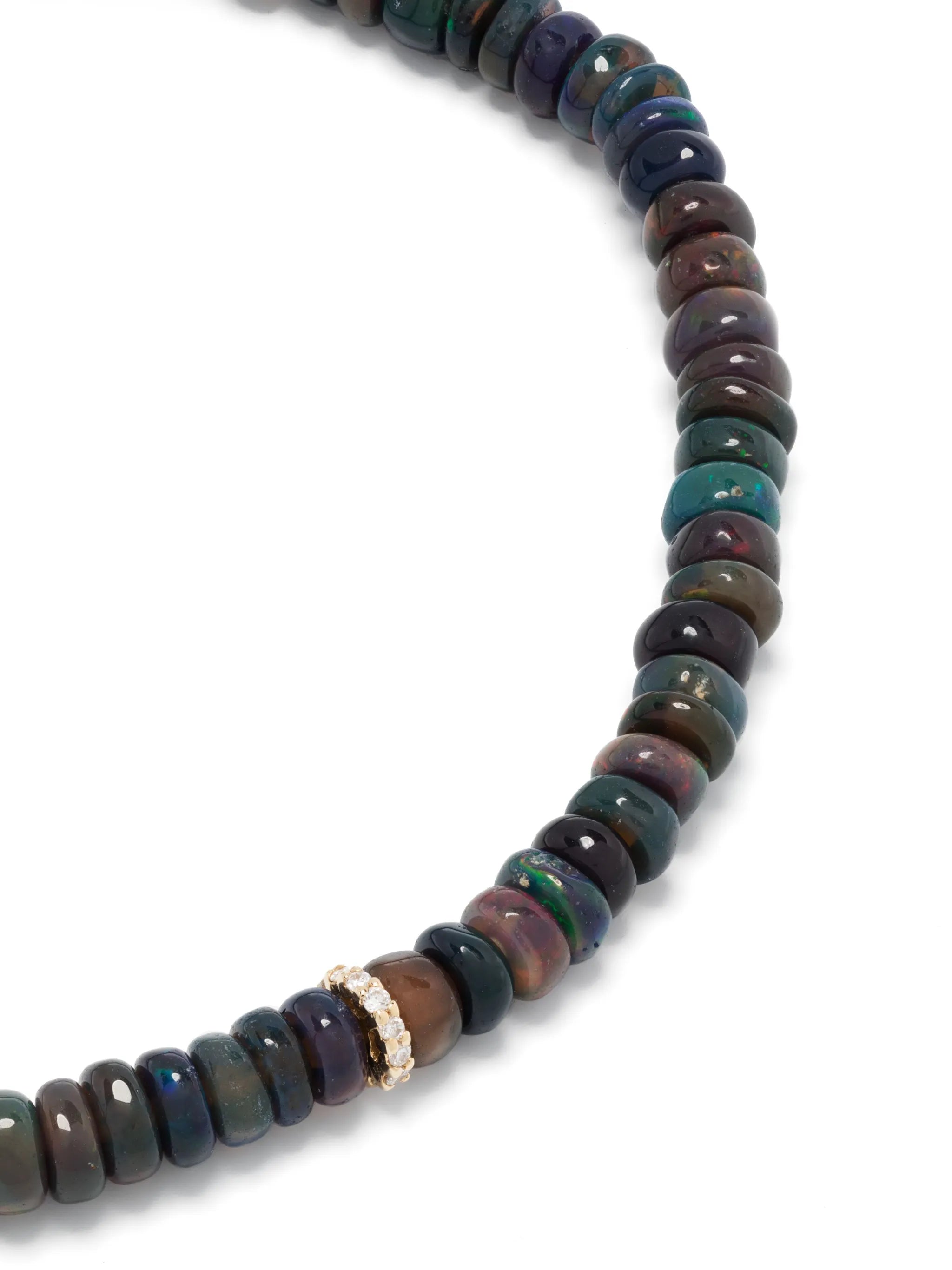 14kt yellow-gold opal and diamond beaded bracelet