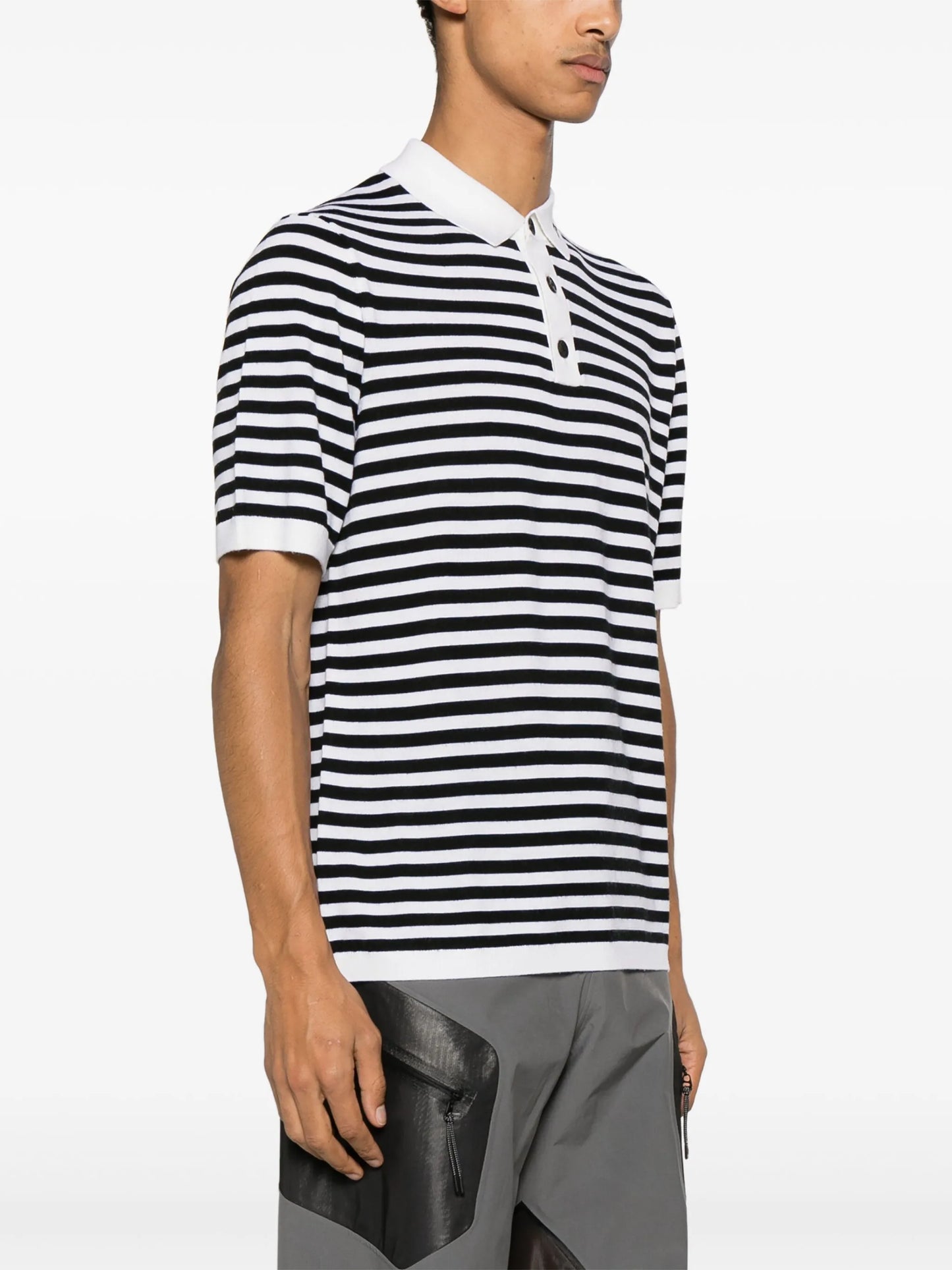Darrel striped knitted polo shirt