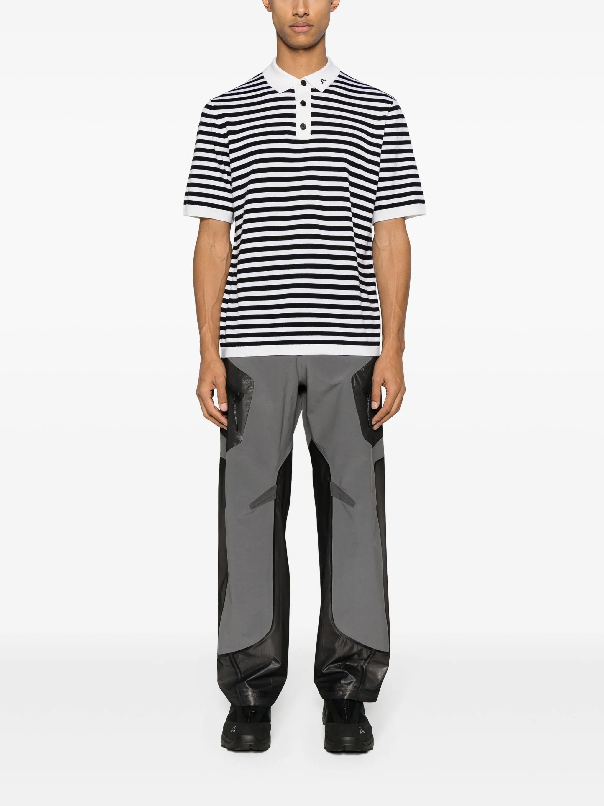 Darrel striped knitted polo shirt