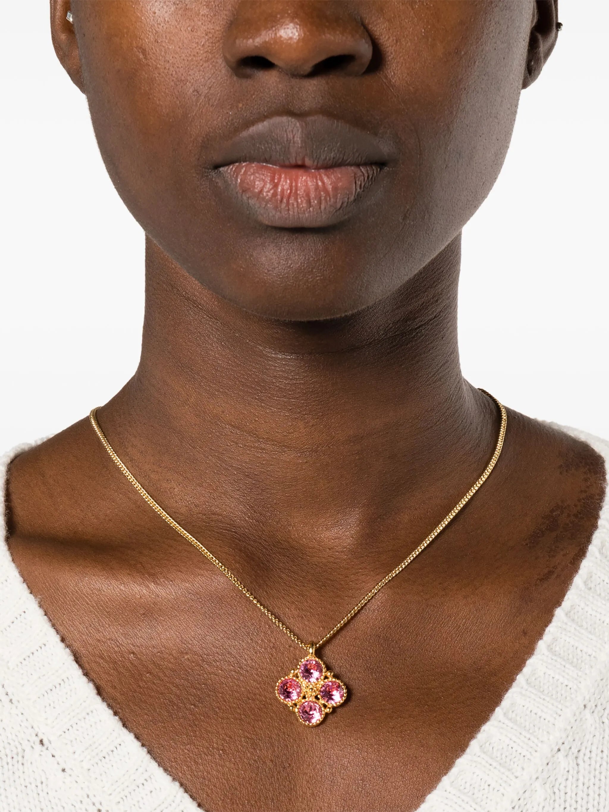 crystal-pendant cable-link necklace