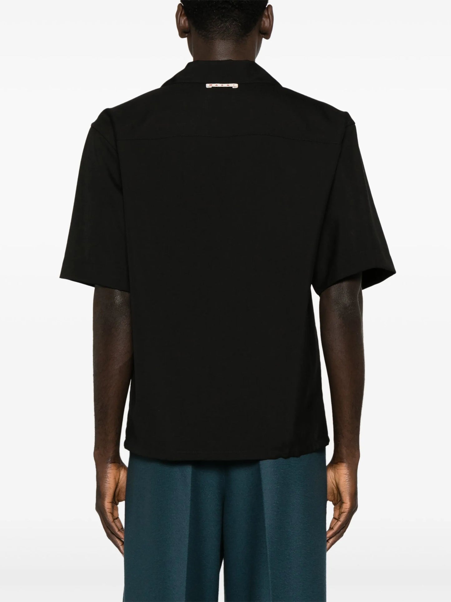 Cuban-collar wool shirt