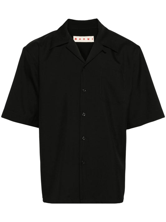 Cuban-collar wool shirt