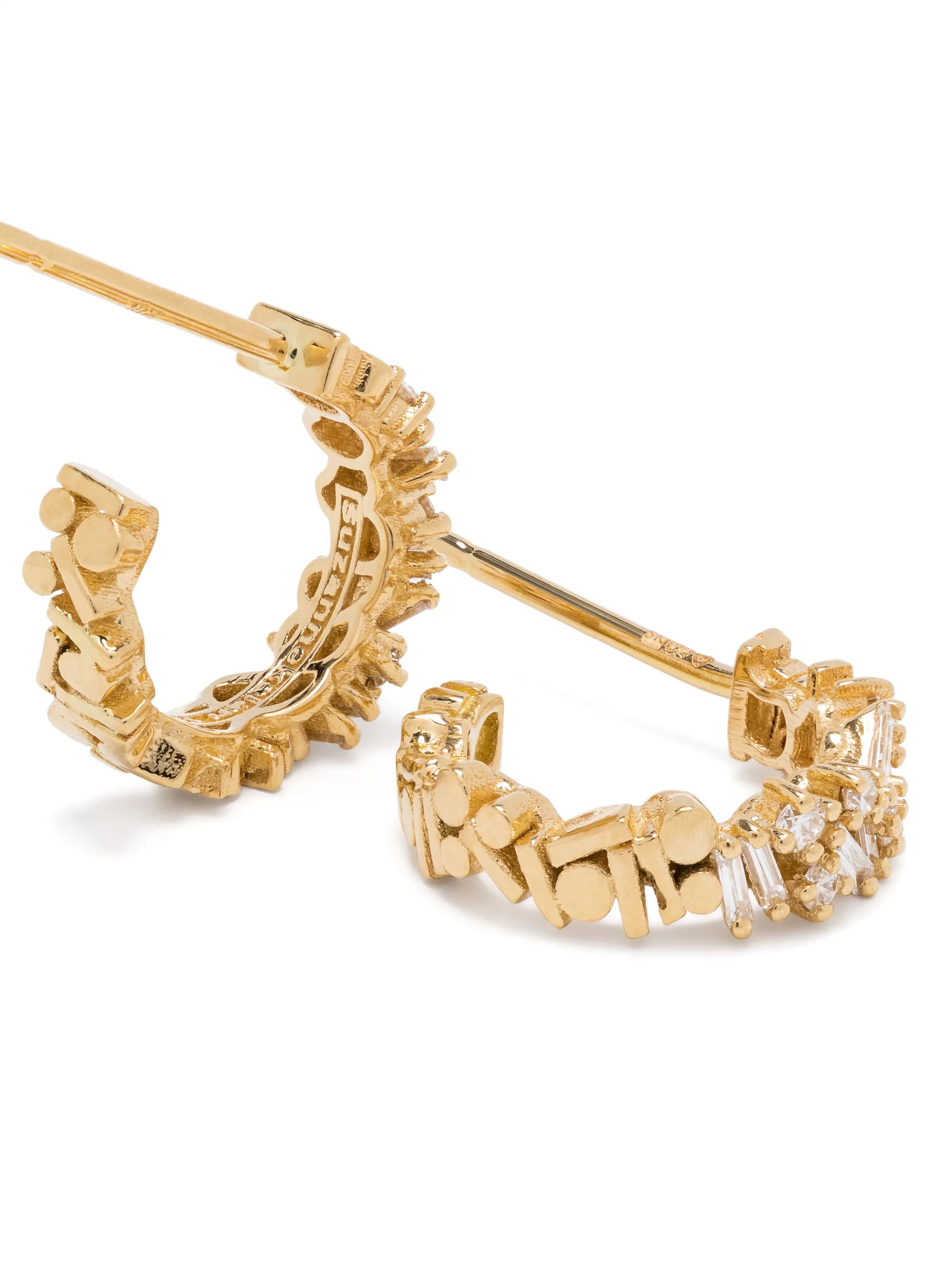 18kt yellow gold diamond small hoop earrings