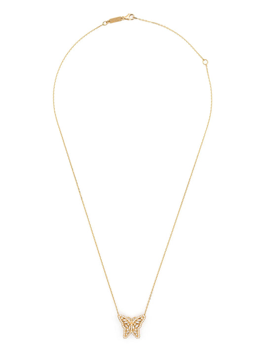 18kt yellow gold small Bold Butterfly diamond necklace