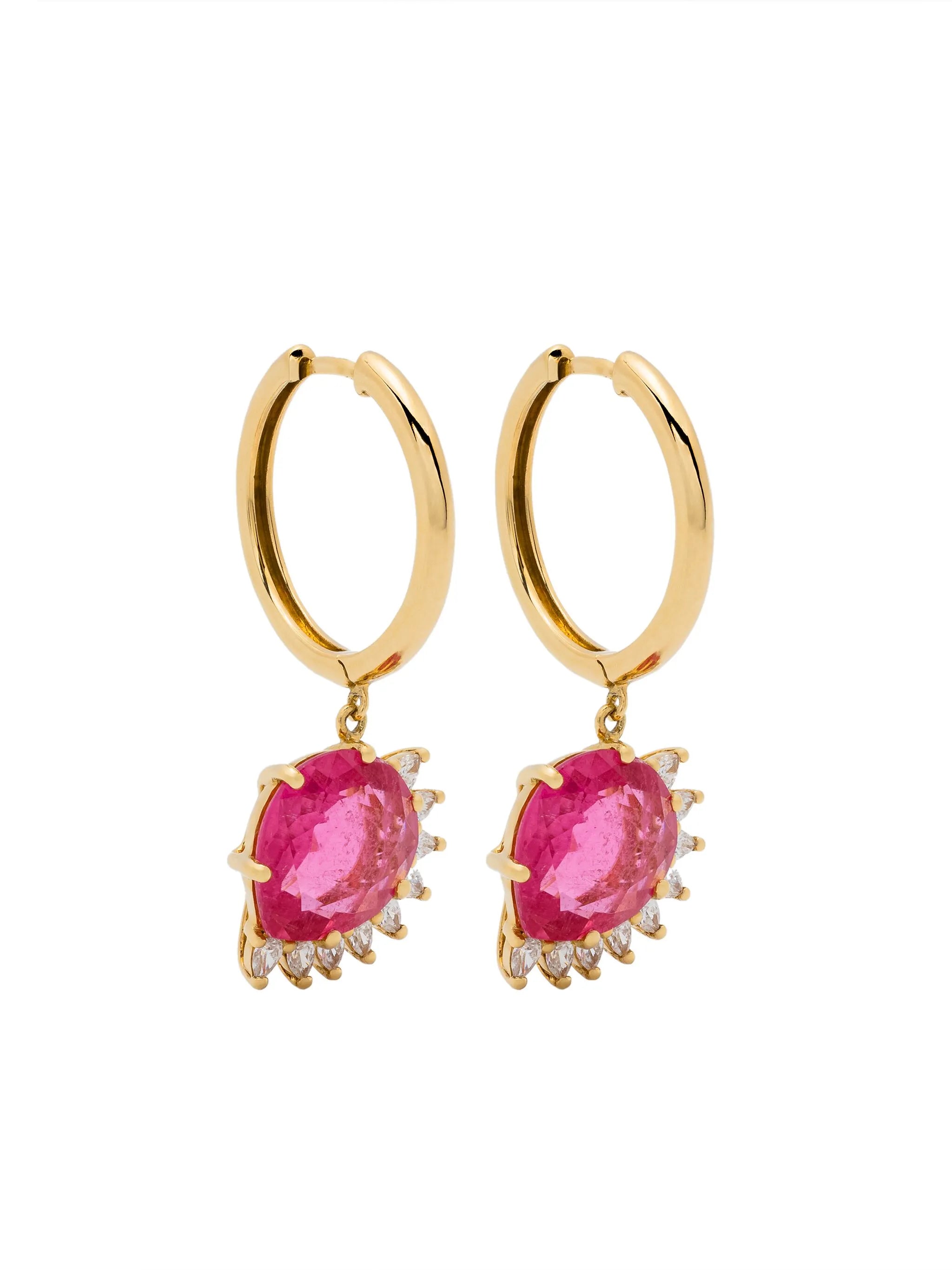 18kt yellow gold Sun Nº2 diamond and tourmaline single earring