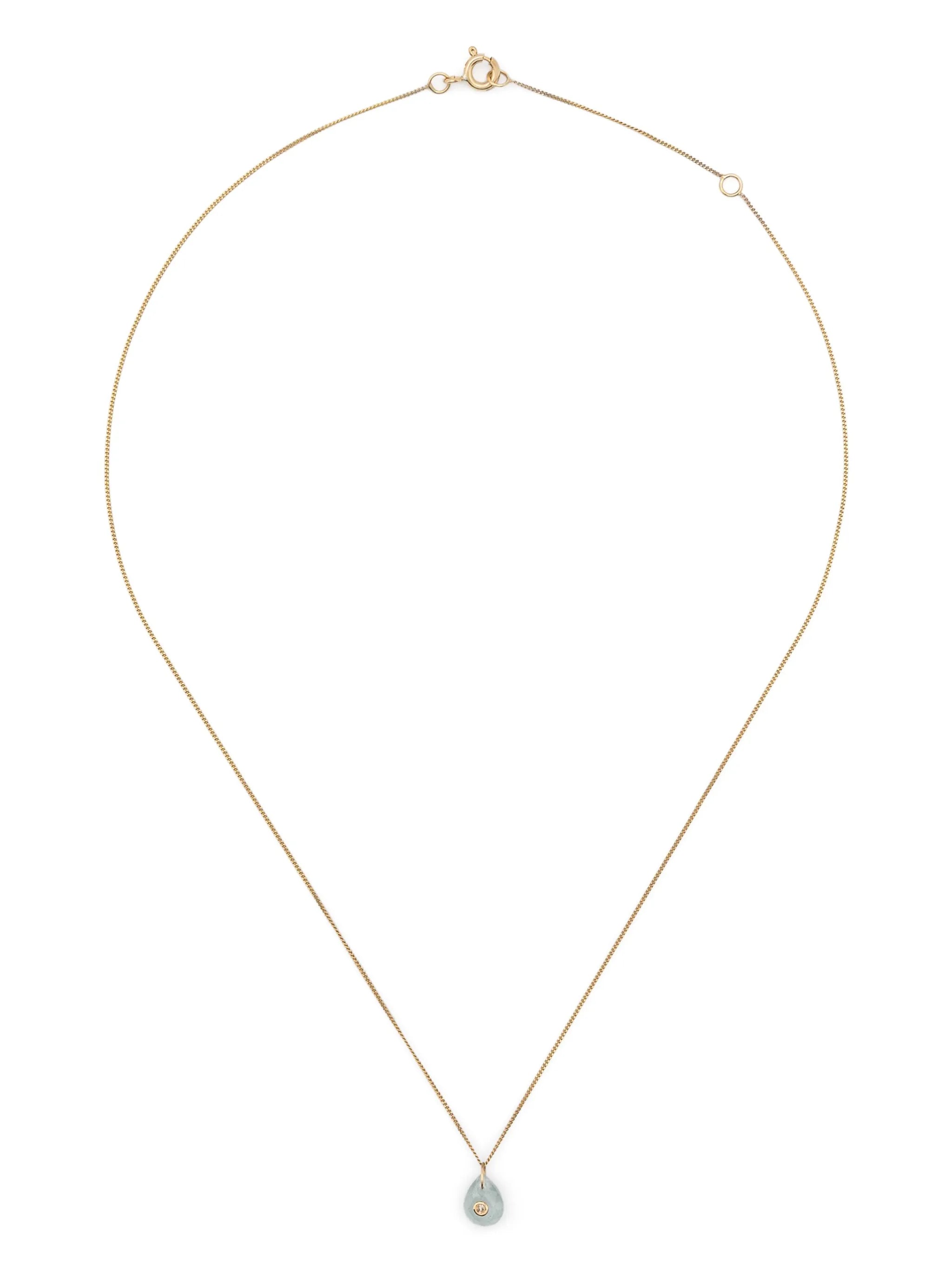 9kt yellow gold Orso diamond and aquamarine necklace