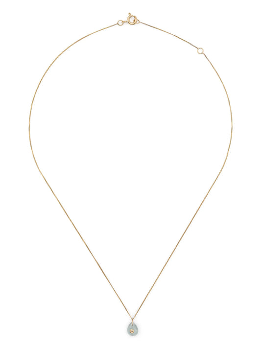 9kt yellow gold Orso diamond and aquamarine necklace