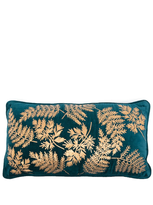 x Best Luxury Shop leaves-embroidered velvet cushion (30cm x 60cm)
