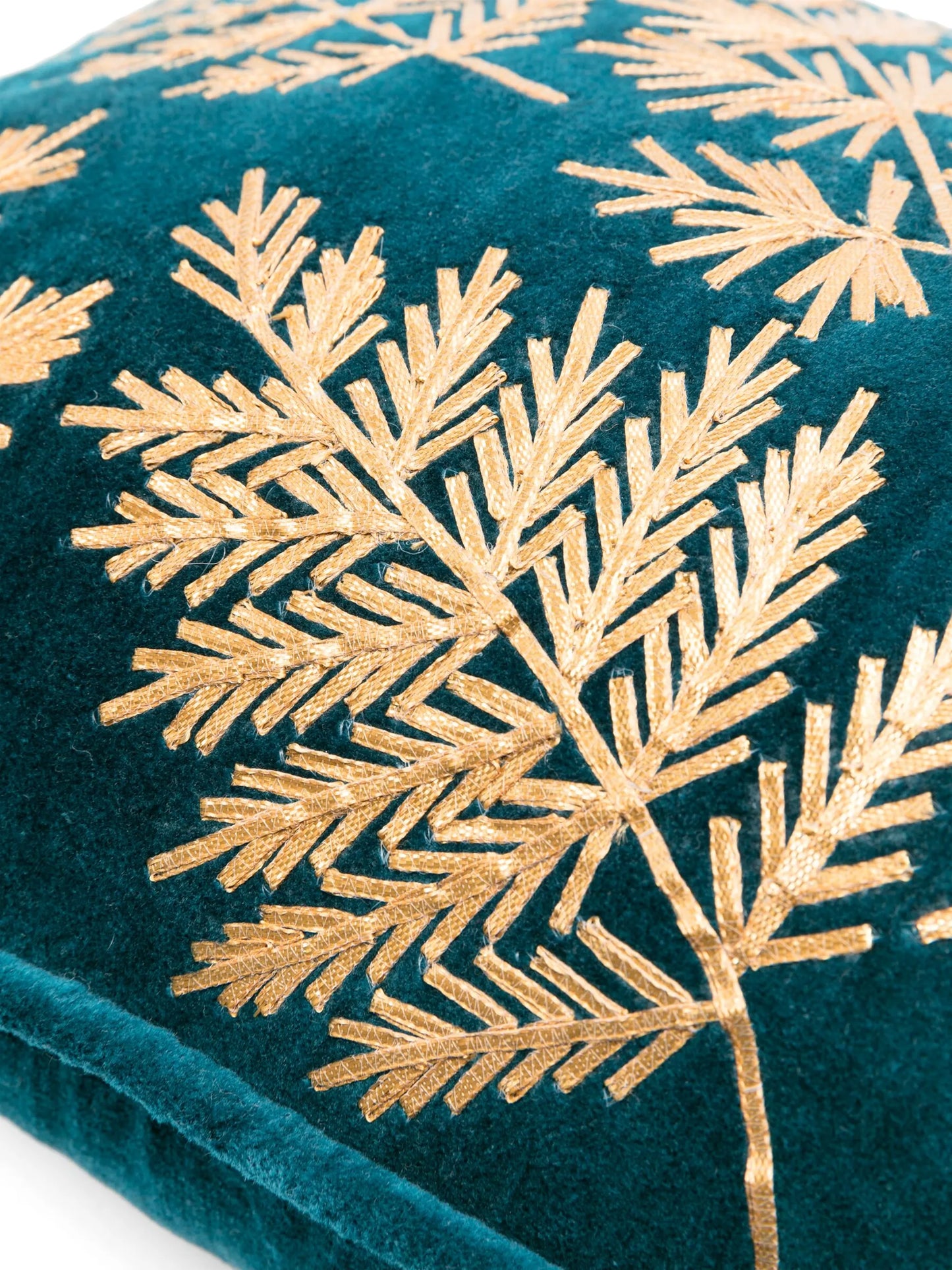 x Best Luxury Shop leaves-embroidered velvet cushion (30cm x 60cm)