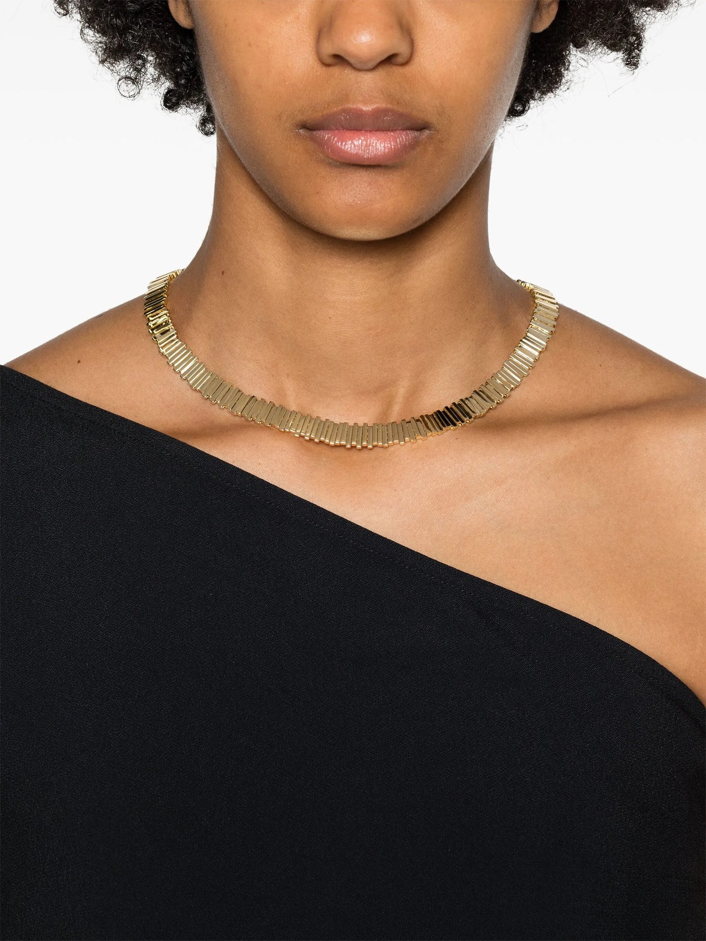 18kt yellow gold Jagged baguette necklace
