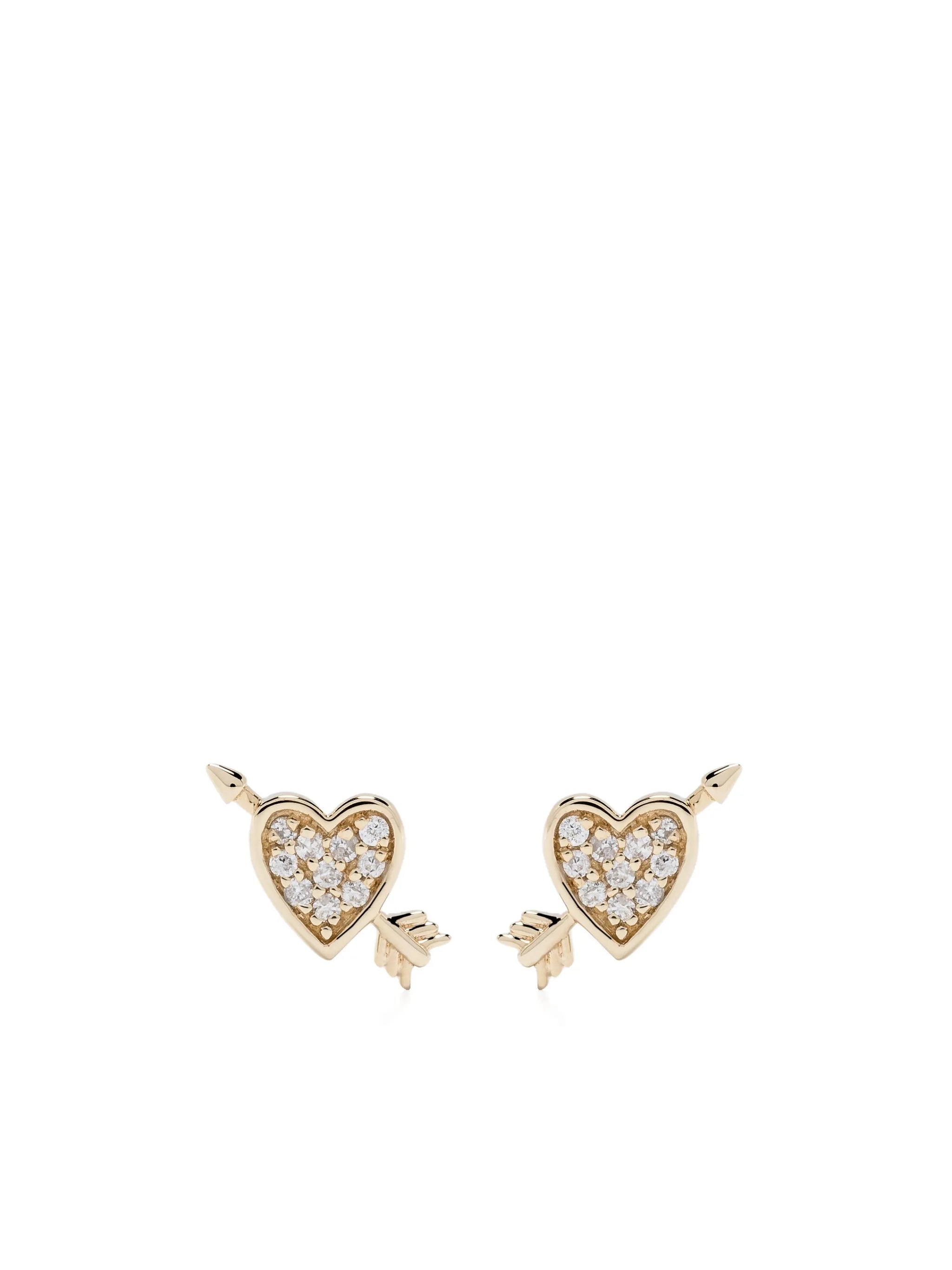 14kt yellow gold Heart and Arrow diamond stud earrings
