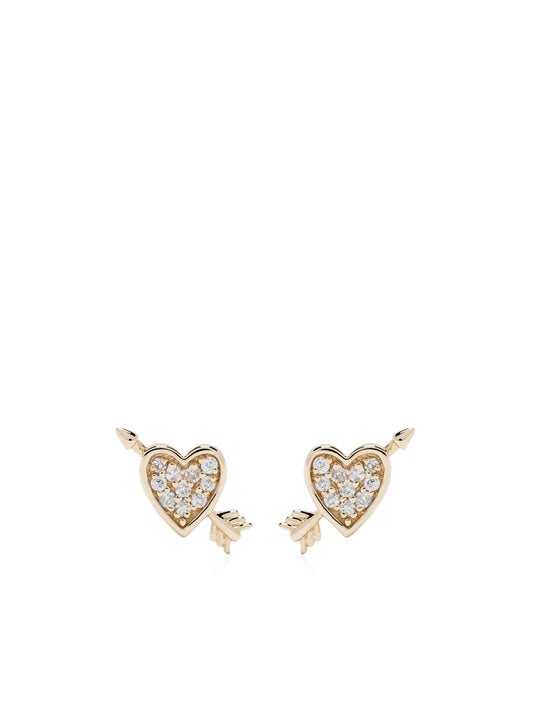 14kt yellow gold Heart and Arrow diamond stud earrings