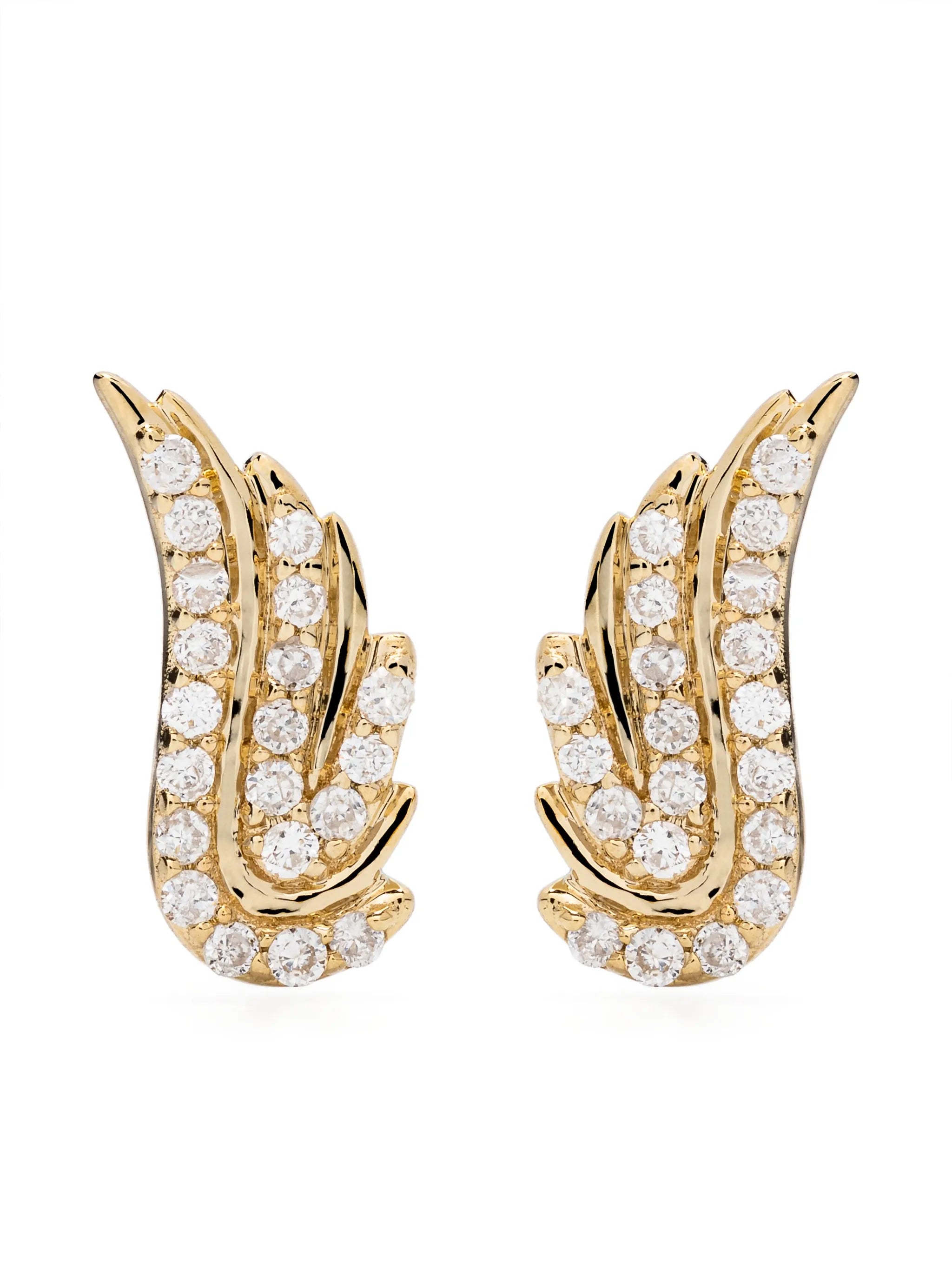 14kt yellow gold Wing diamond stud earrings