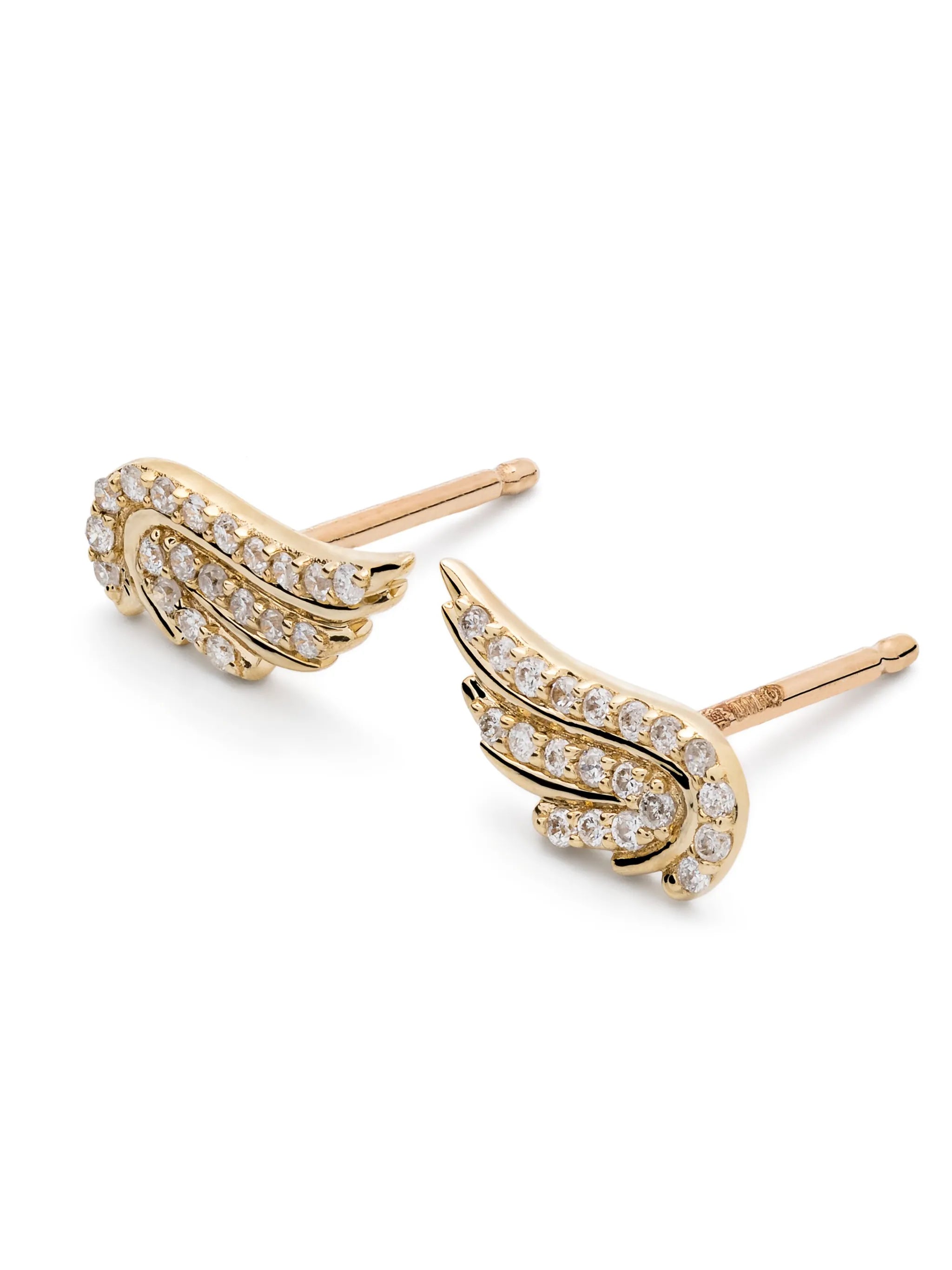 14kt yellow gold Wing diamond stud earrings