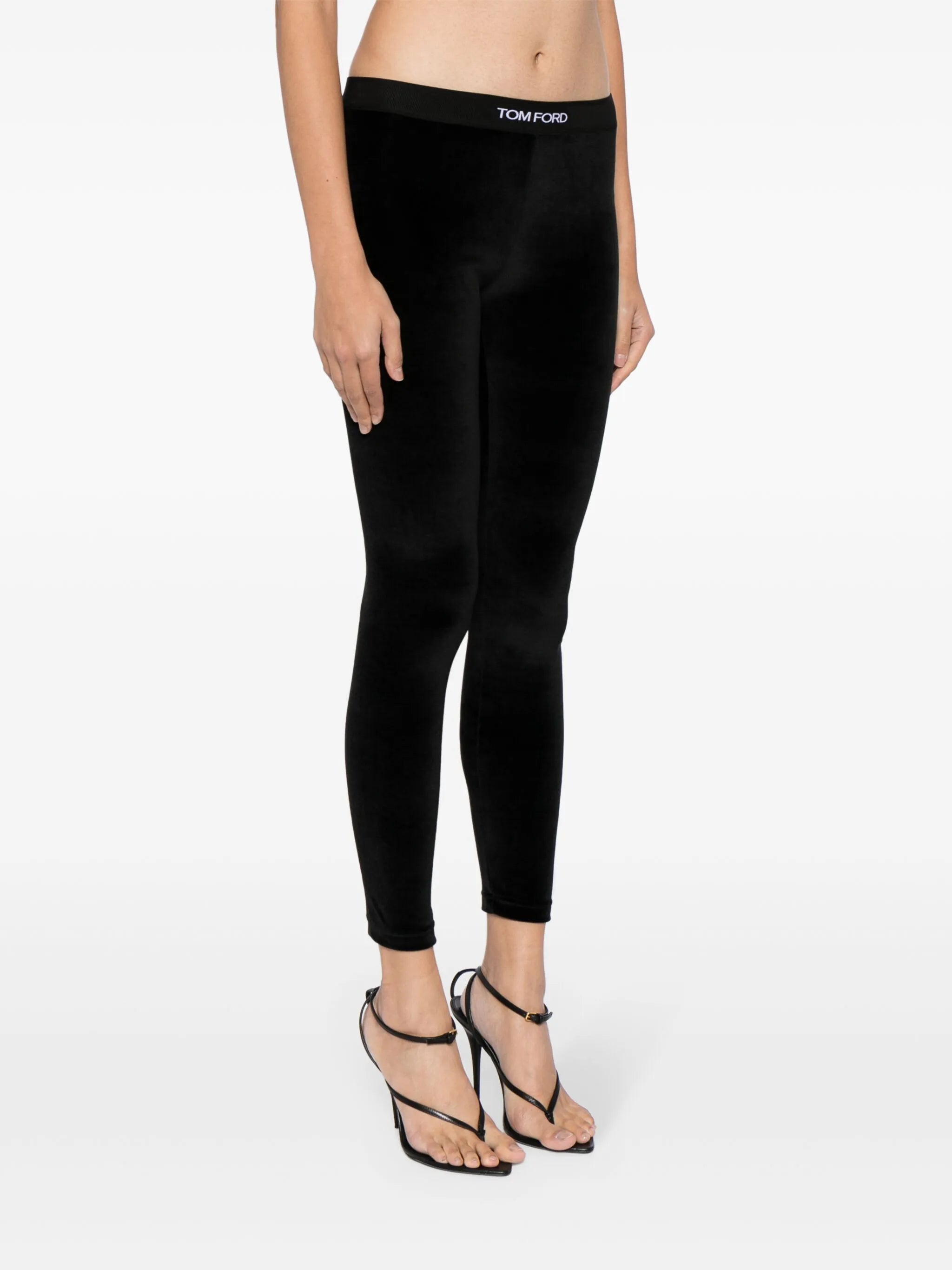velvet logo-waistband leggings