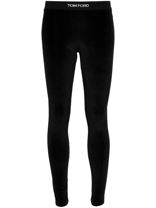 velvet logo-waistband leggings