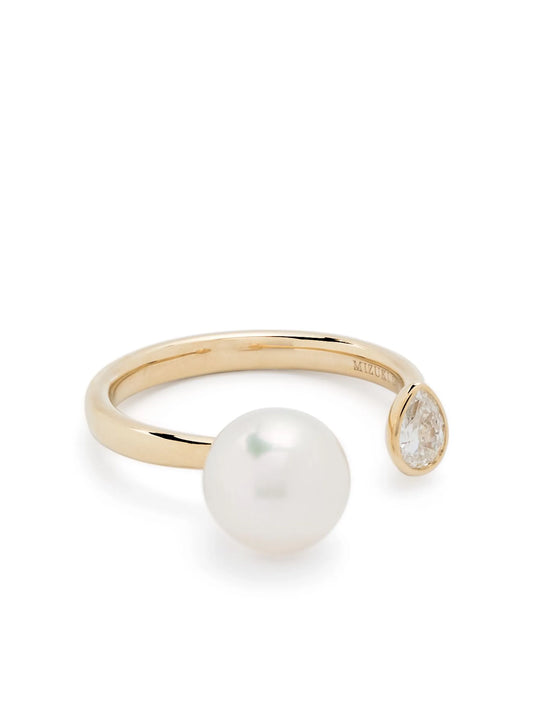 14kt gold Sea Of Beauty pearl and diamond open ring