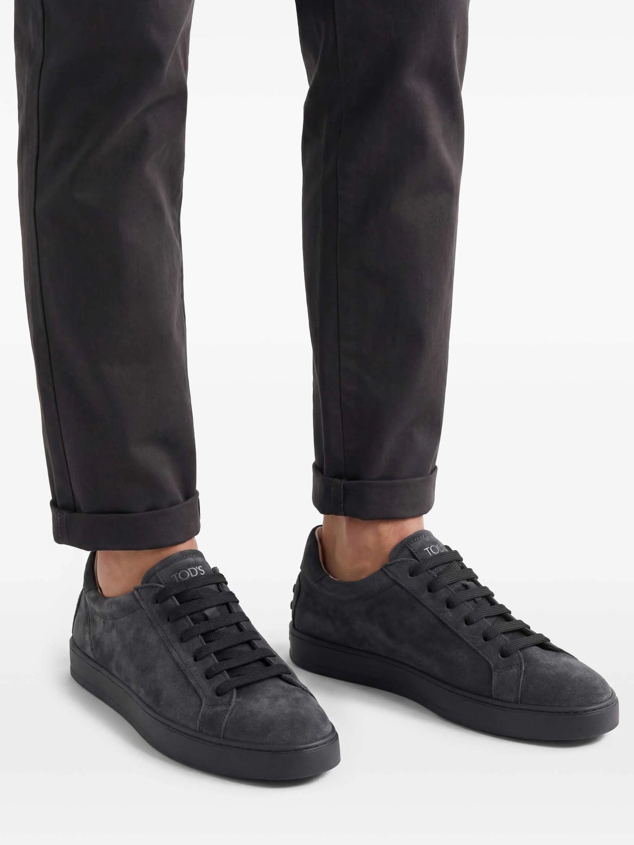 logo-embossed suede sneakers