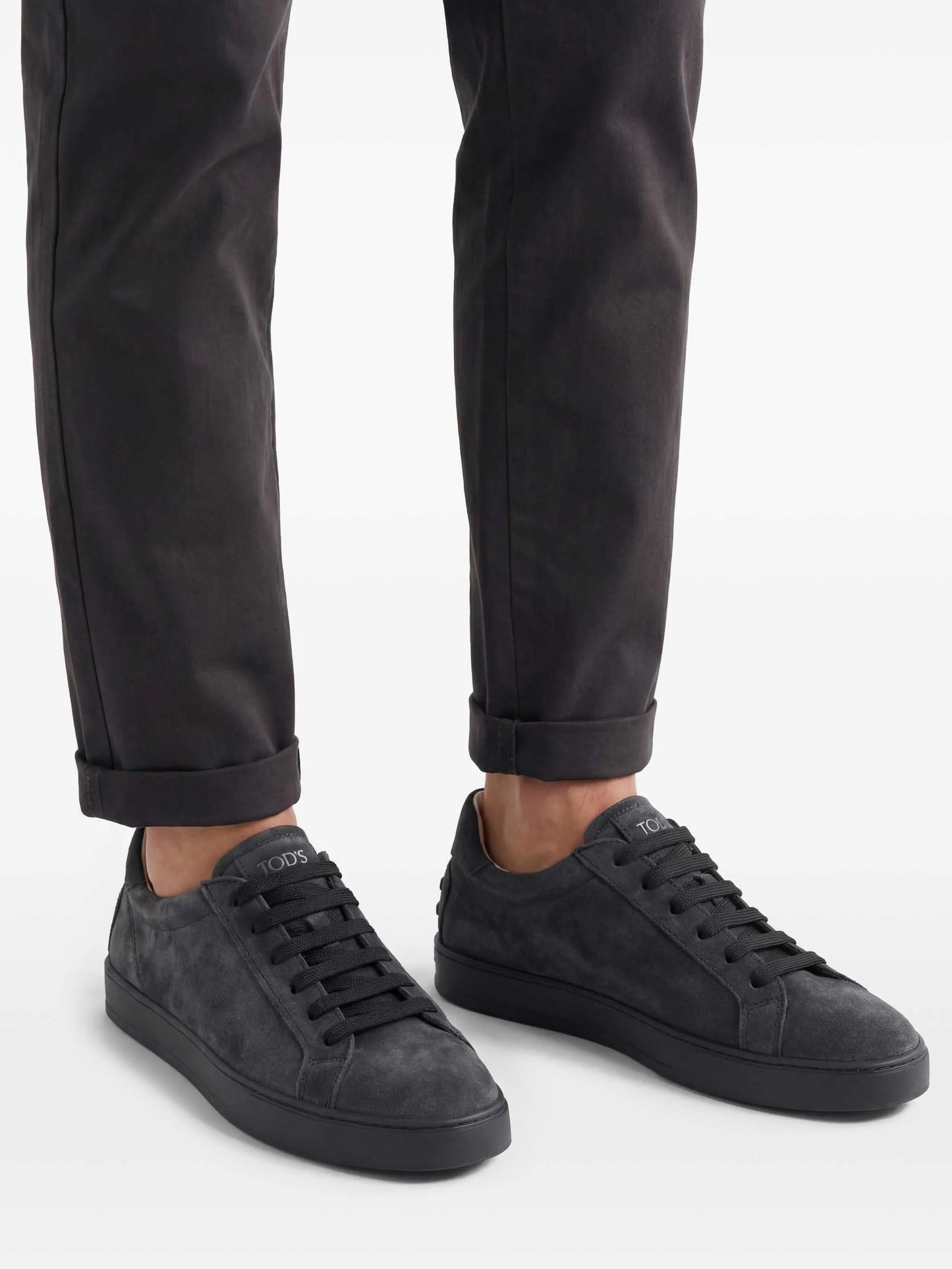 logo-embossed suede sneakers