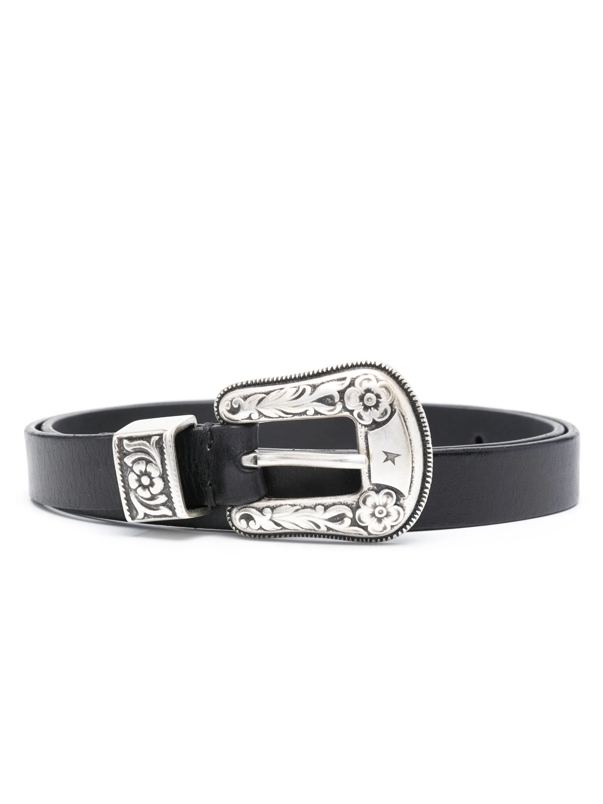 buckle-engraved belt