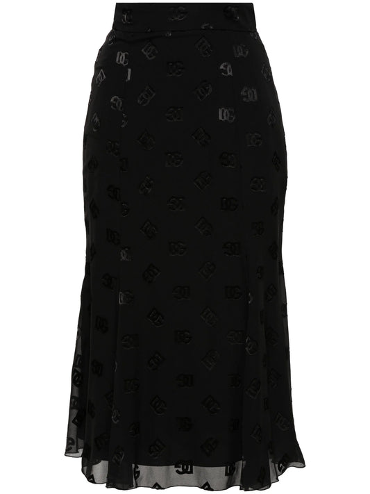 devoré godet midi skirt