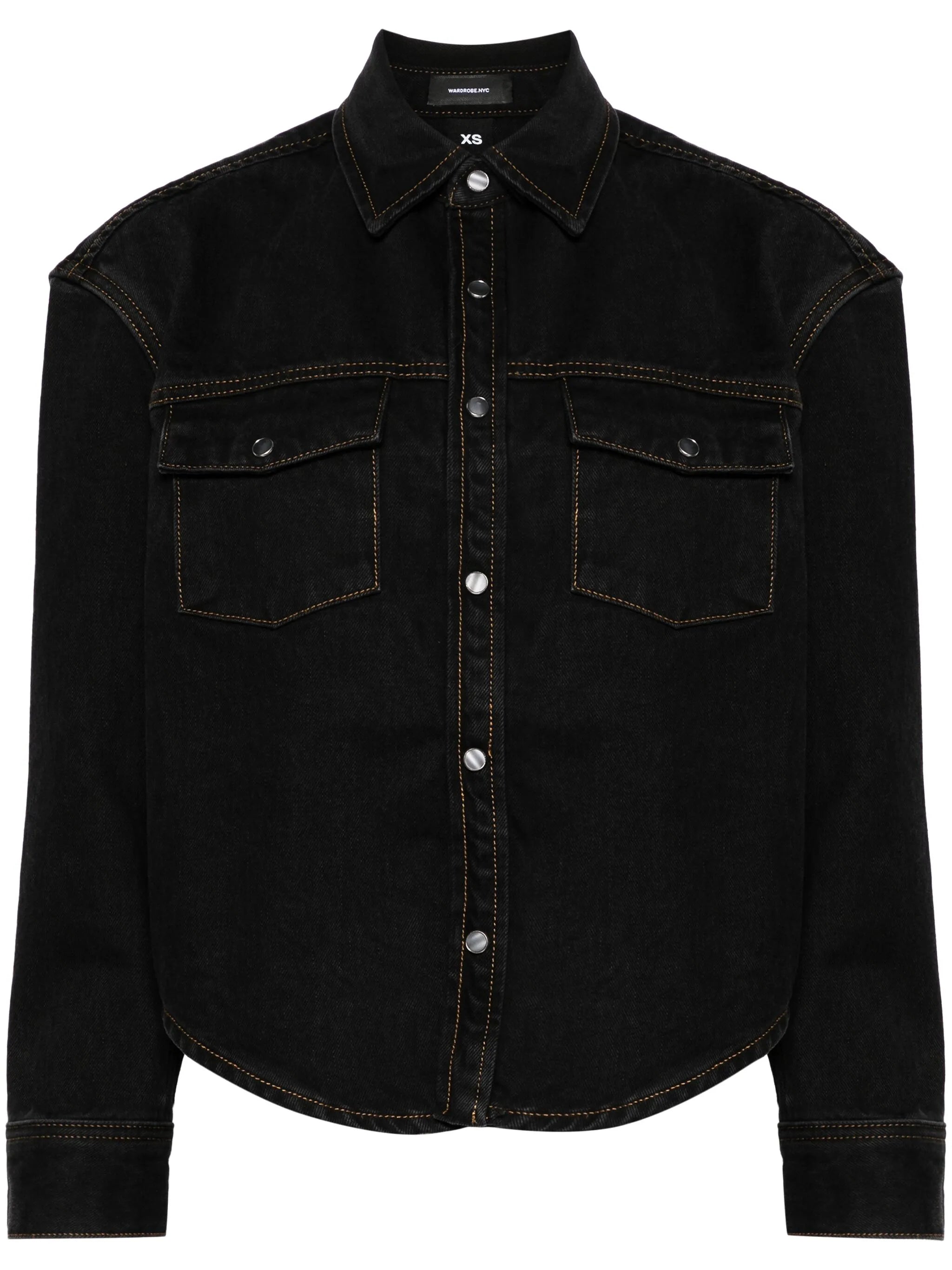curved-hem denim jacket