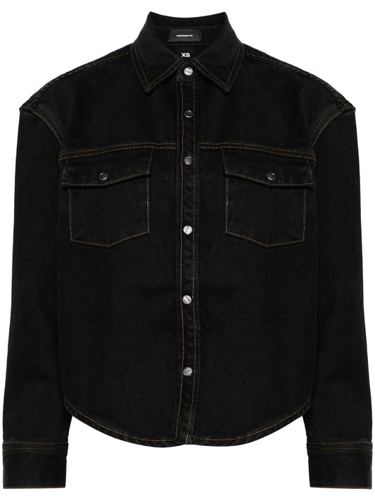 curved-hem denim jacket