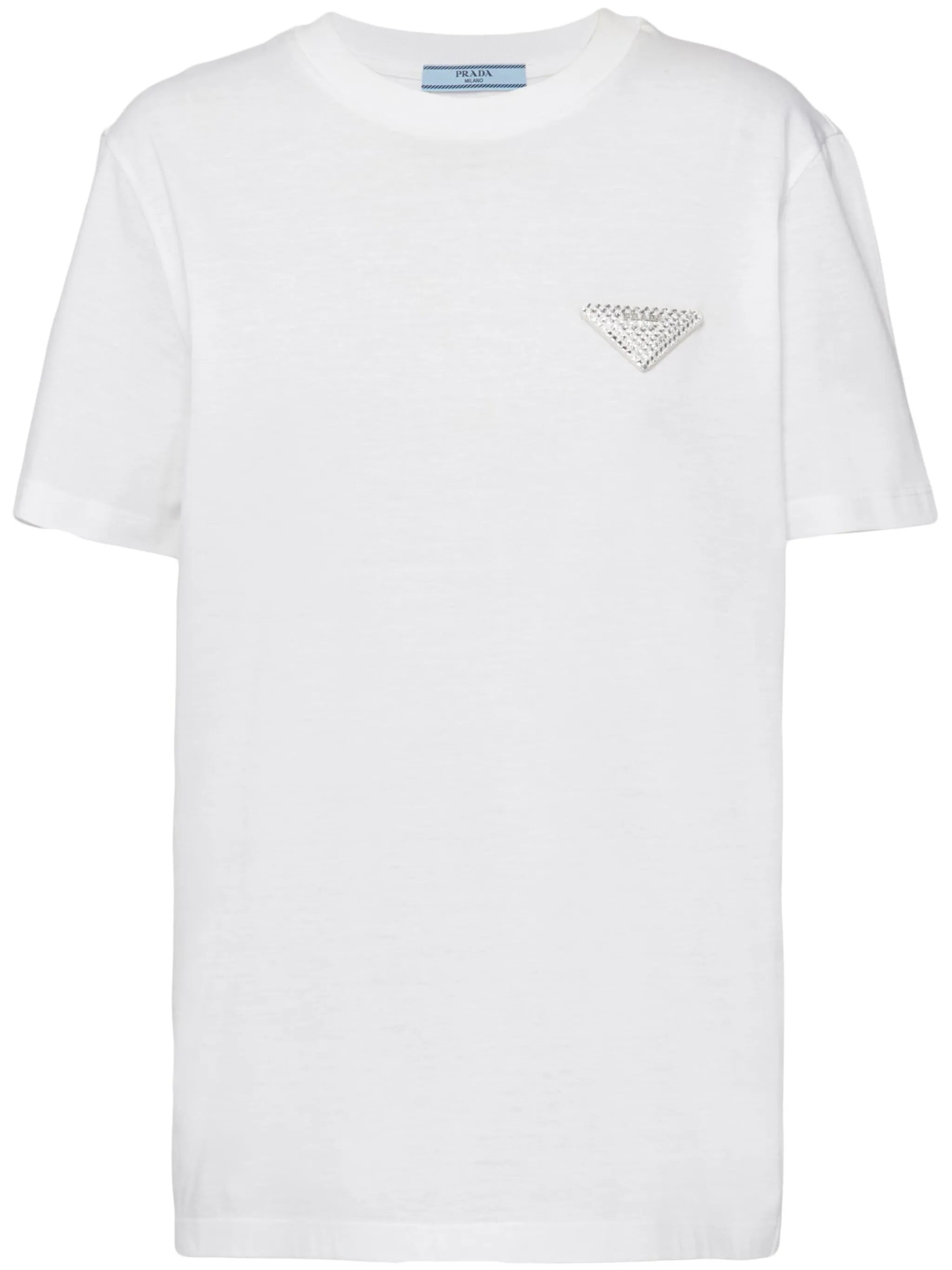 crystal-embellished triangle logo T-shirt