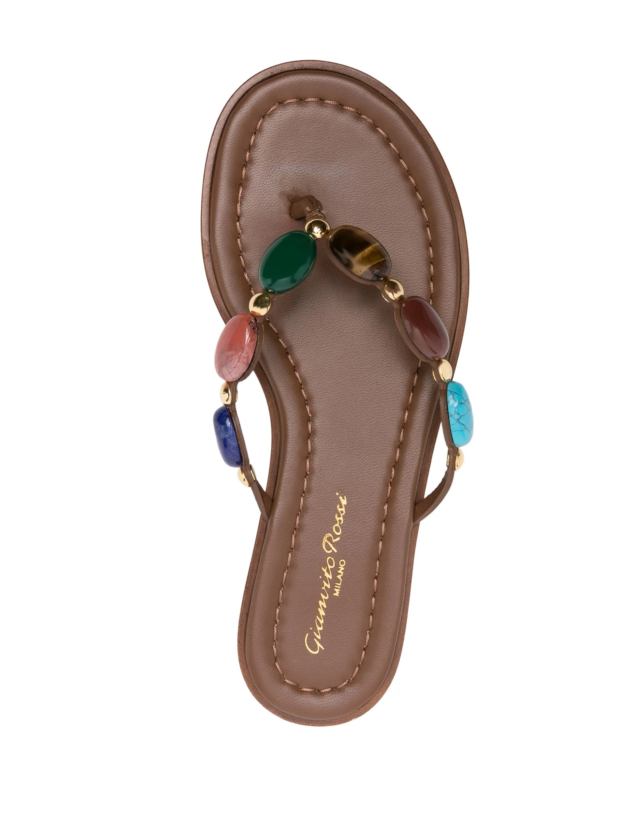 Shanti embellished leather flip flops