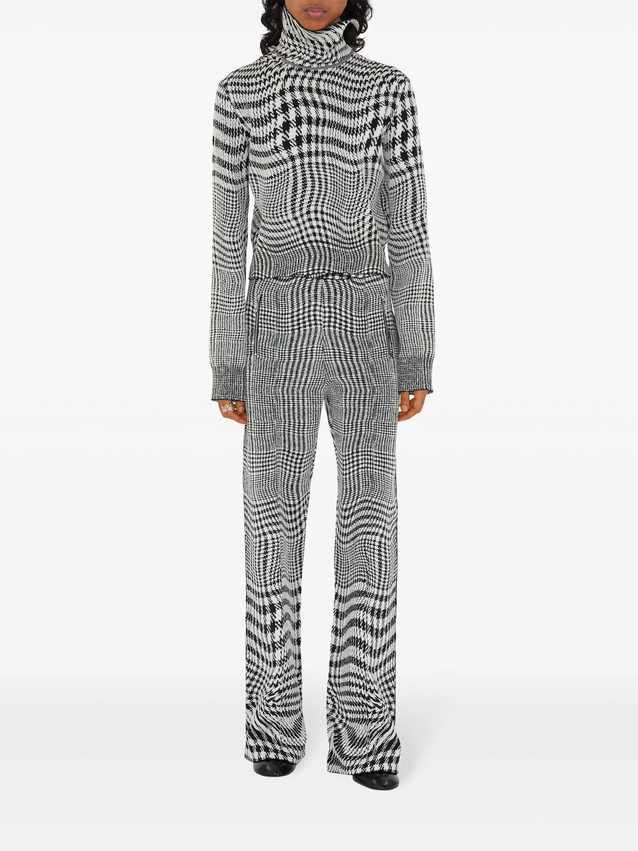 warped houndstooth jacquard trousers