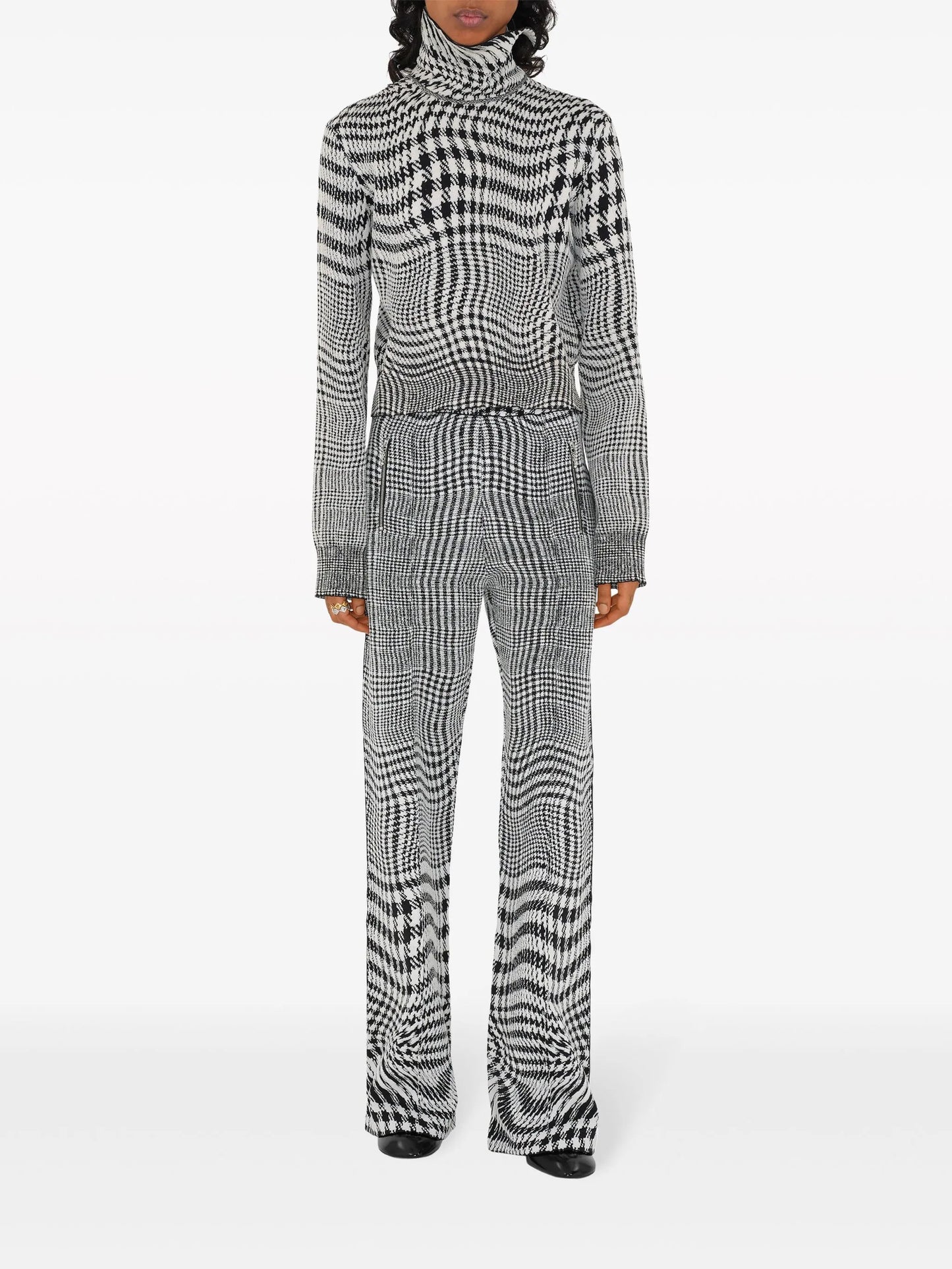 warped houndstooth jacquard trousers