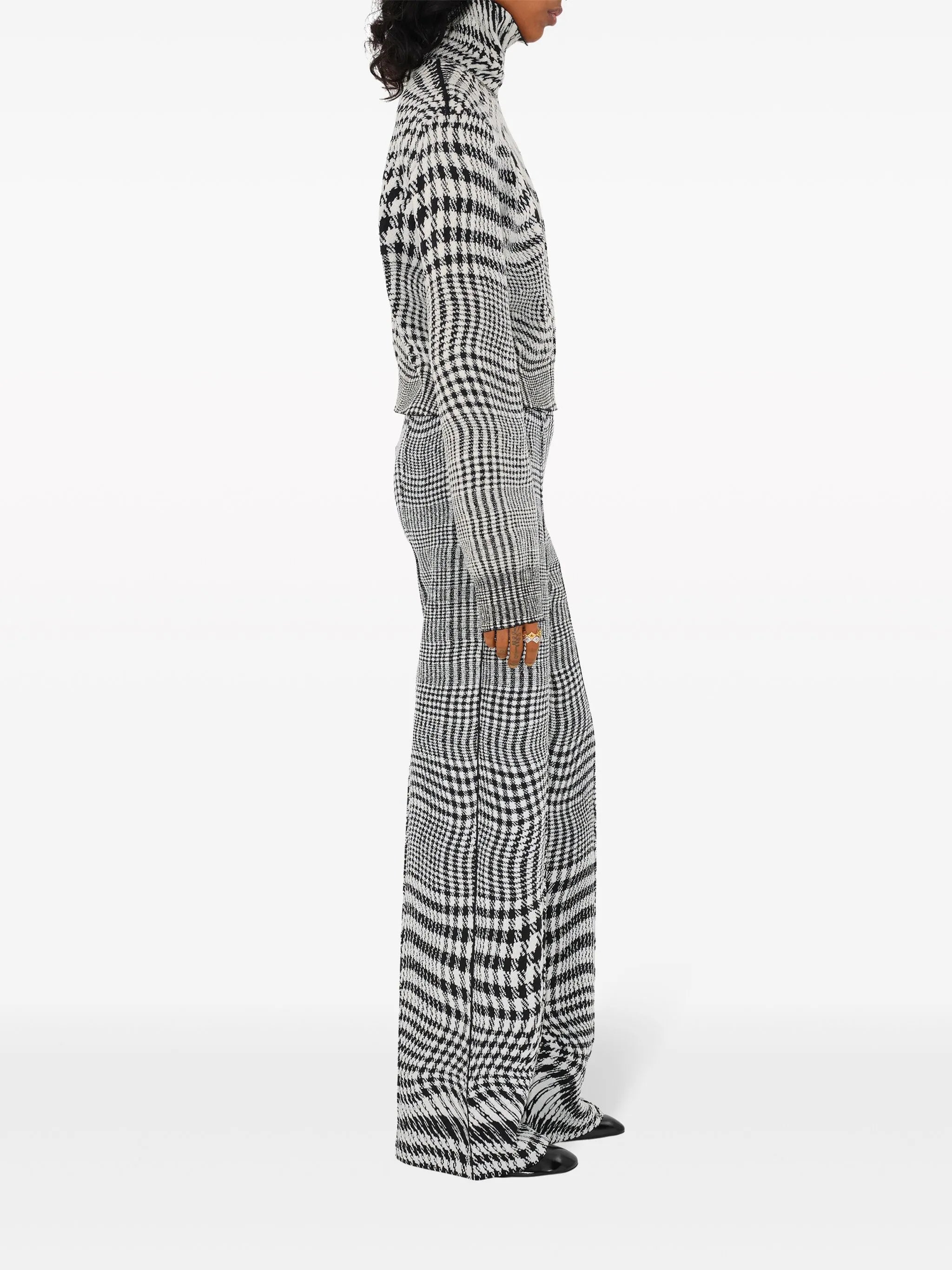 warped houndstooth jacquard trousers