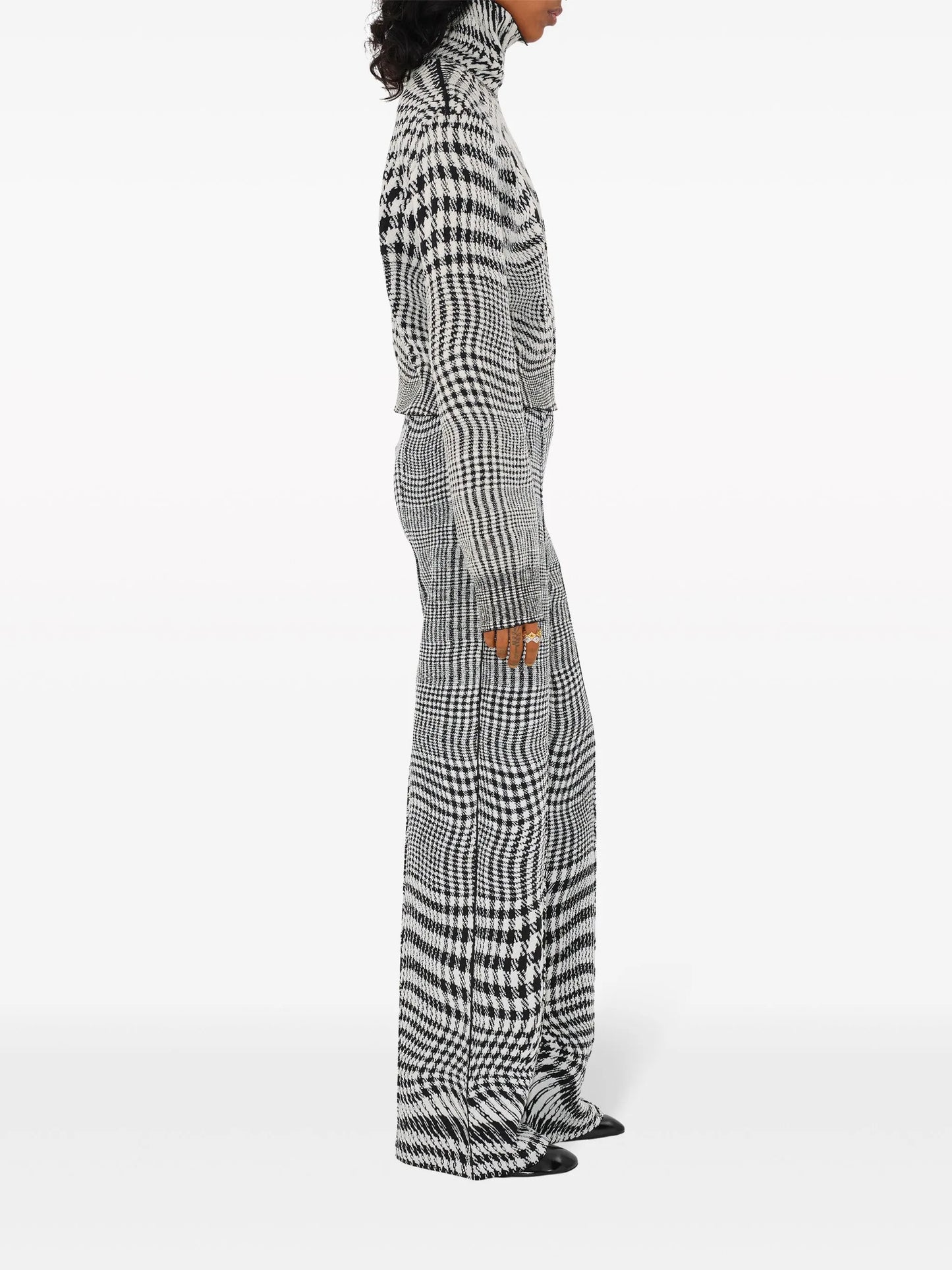 warped houndstooth jacquard trousers