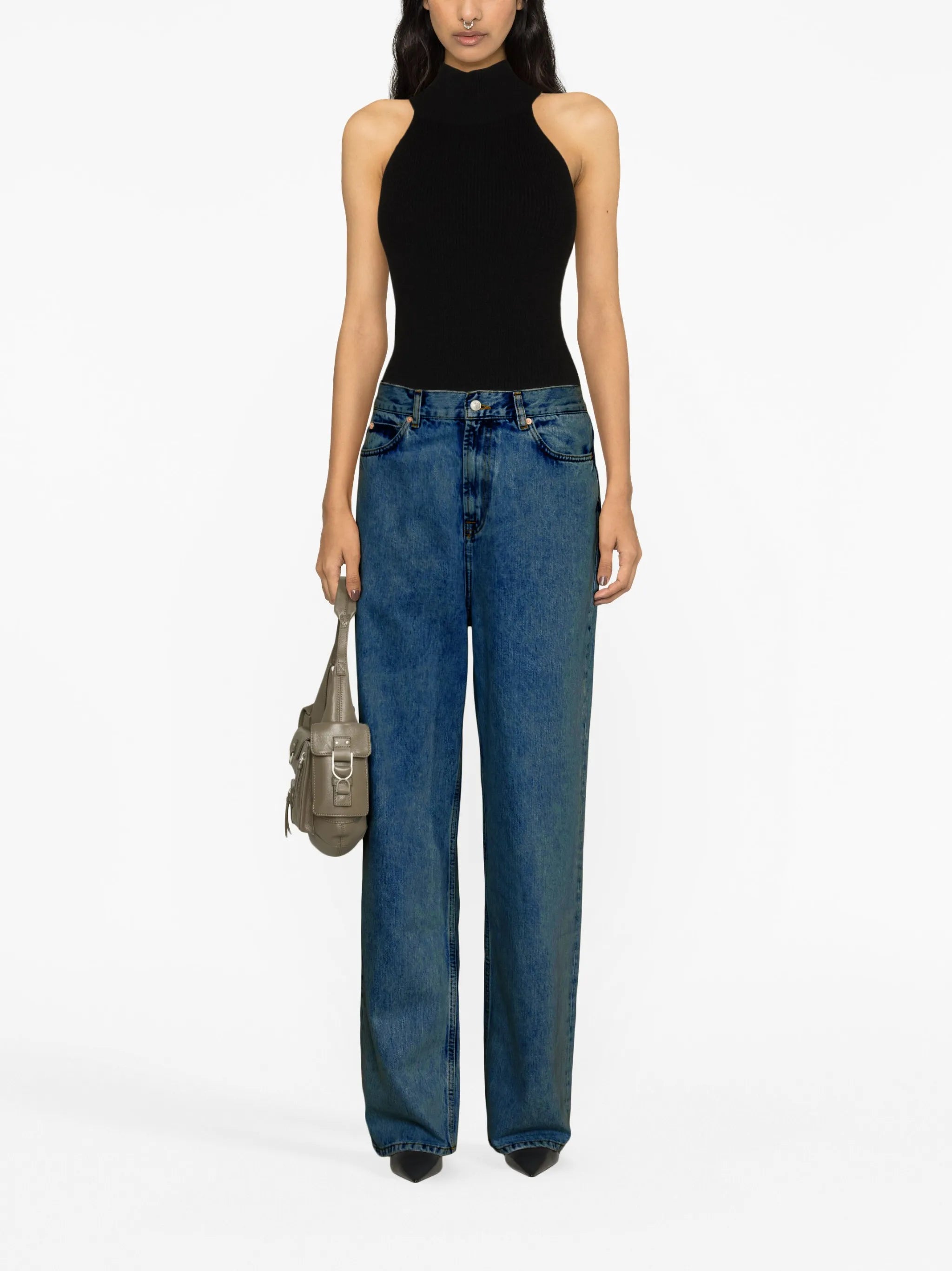 low-rise straight-leg jeans